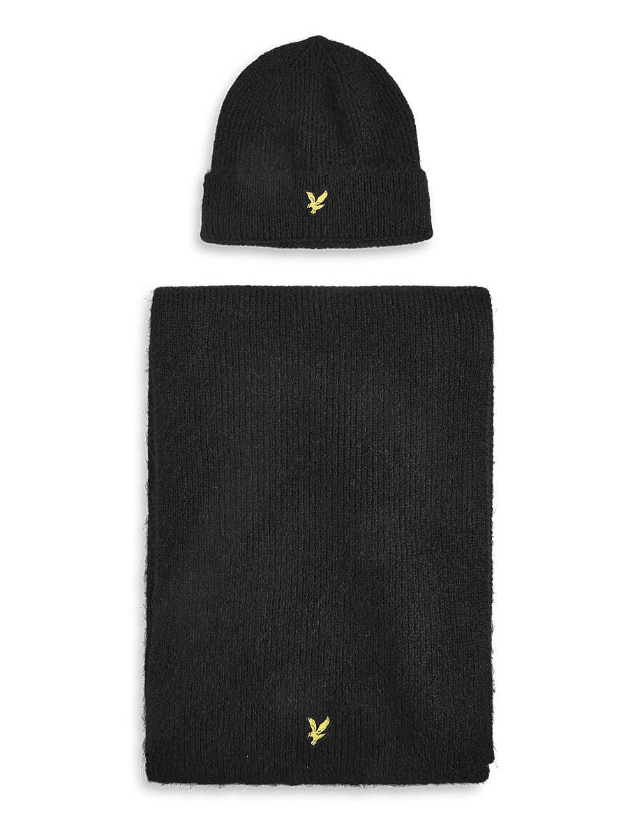 Lyle & Scott - Brushed Scarf and Beanie Set - winterschals - jet black - 0