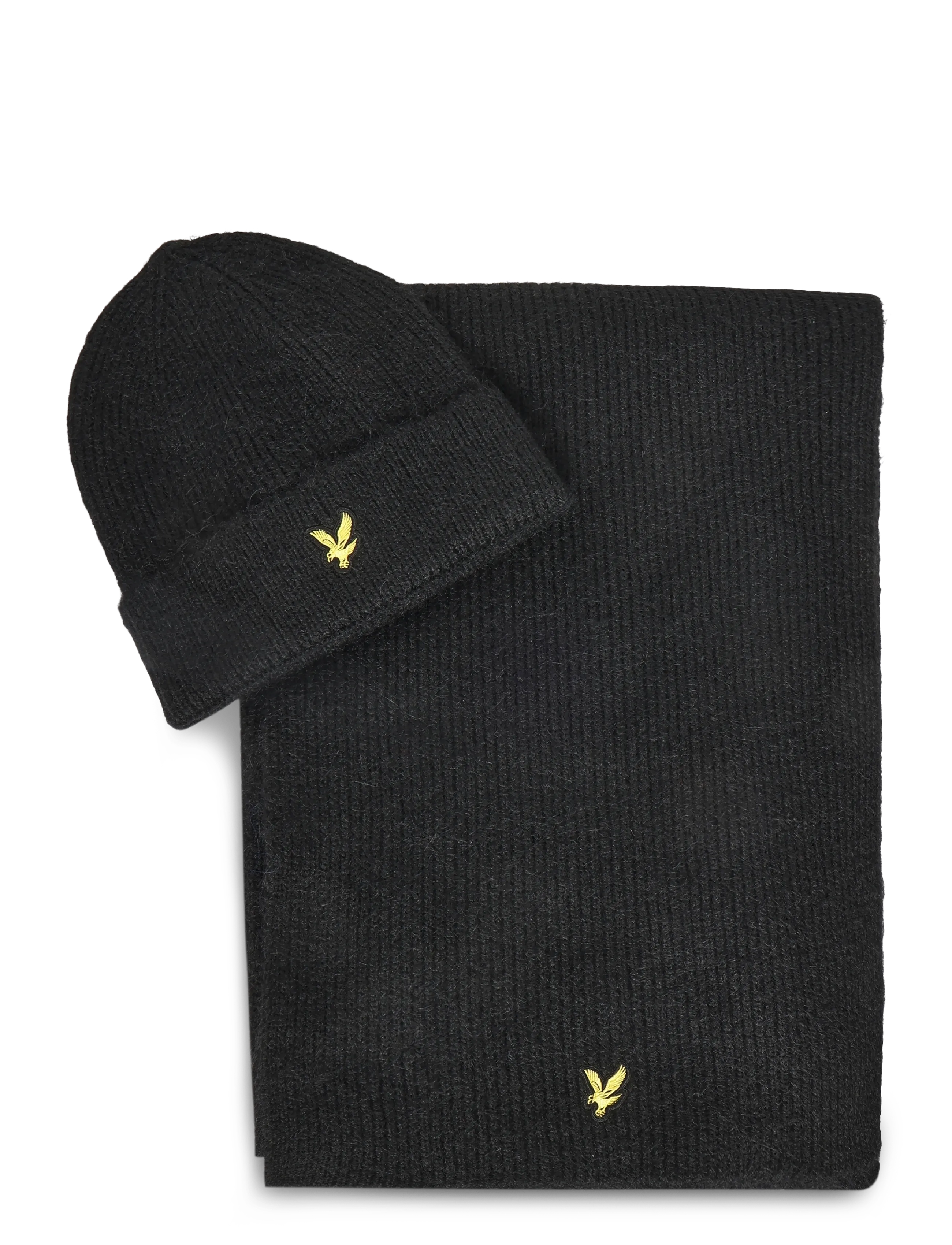 Lyle & Scott - Brushed Scarf and Beanie Set - winterschals - jet black - 3