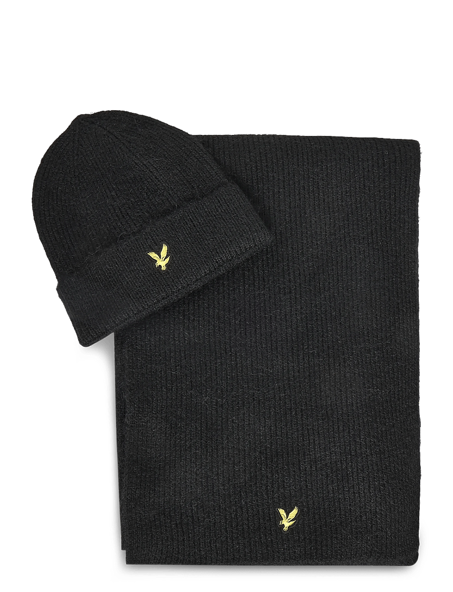 Lyle & Scott - Brushed Scarf and Beanie Set - winterschals - jet black - 3
