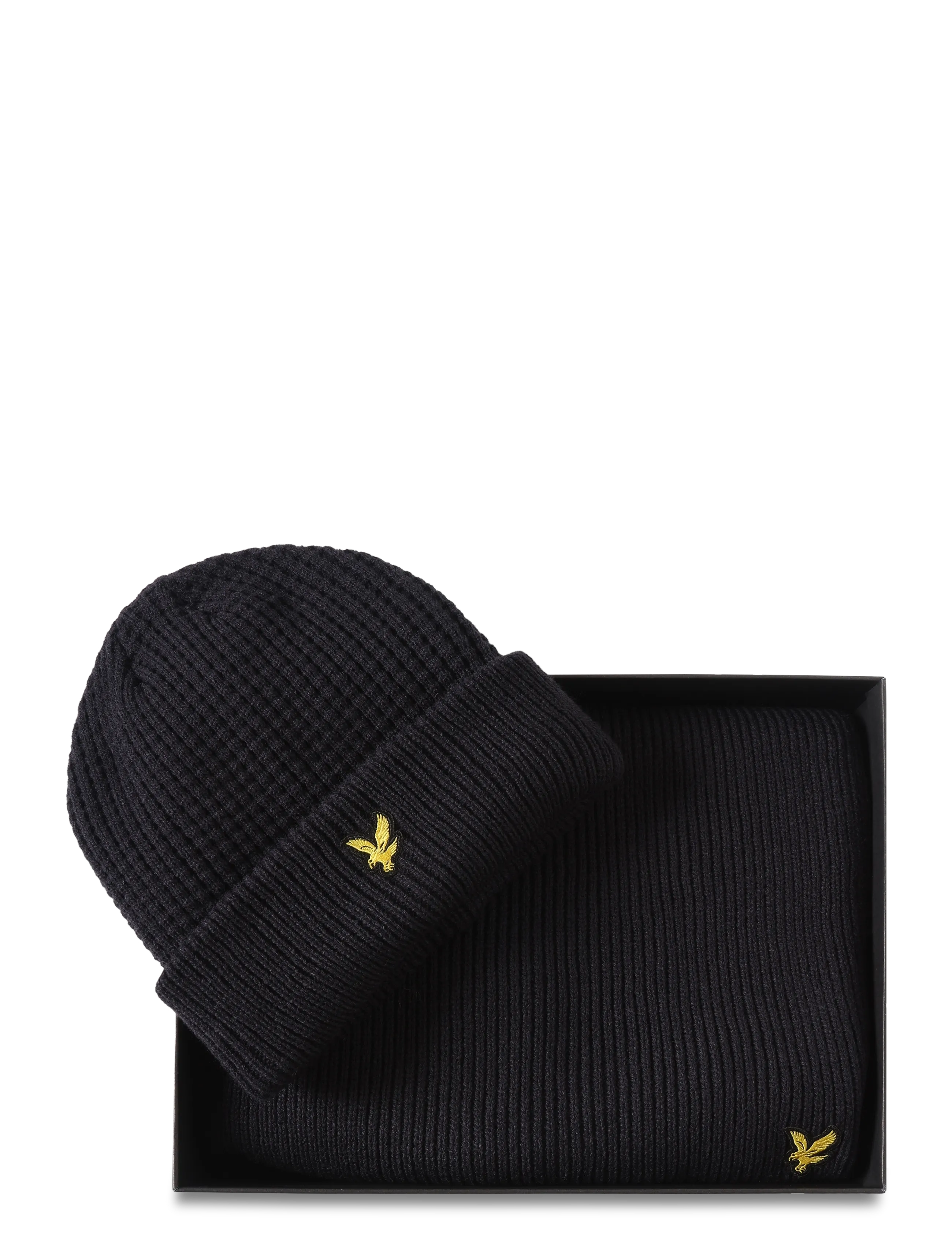 Lyle & Scott - Waffle Scarf and Beanie Set - mützen - dark navy - 3