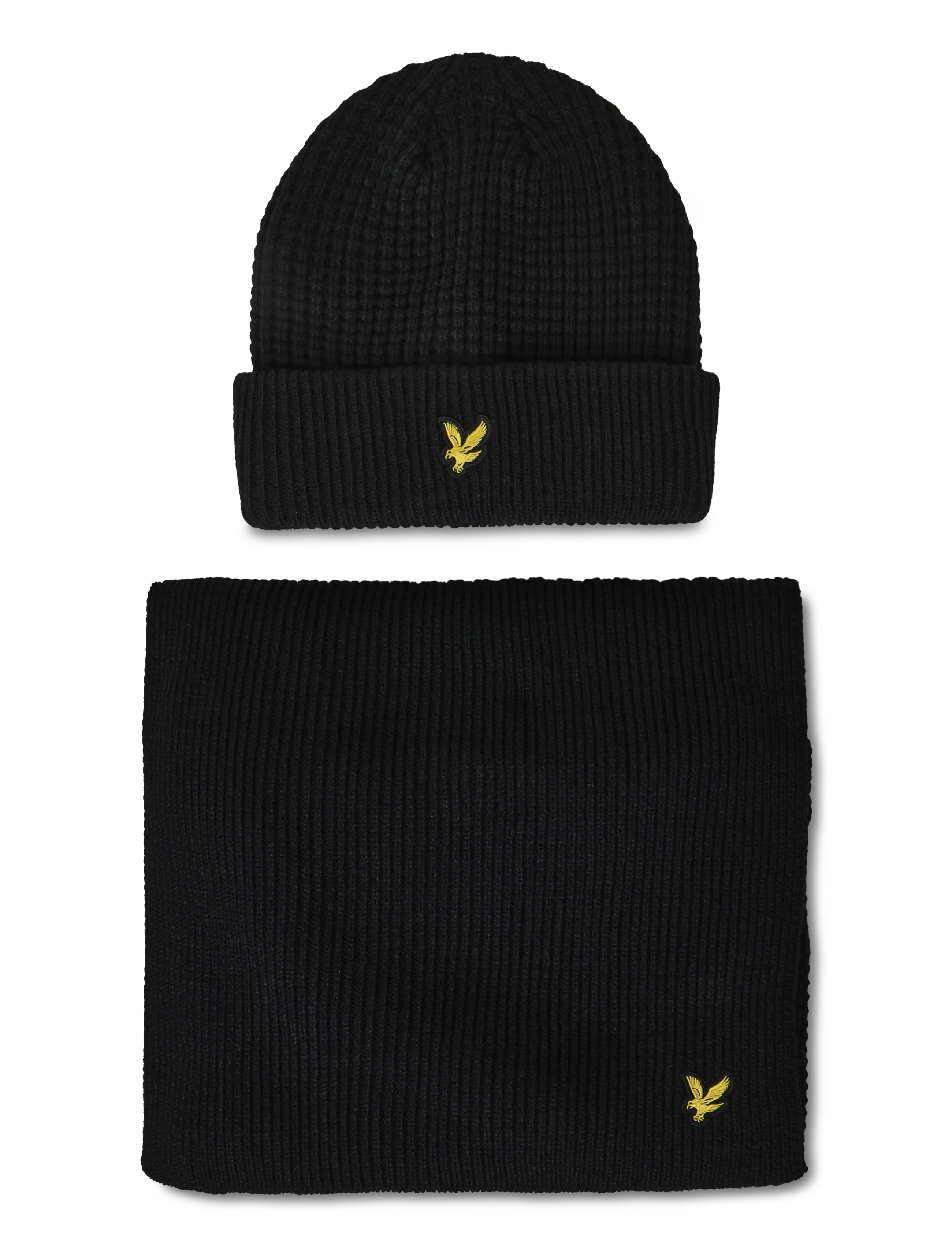 Lyle & Scott Waffle Scarf and Beanie Set - Mützen - JET BLACK / black