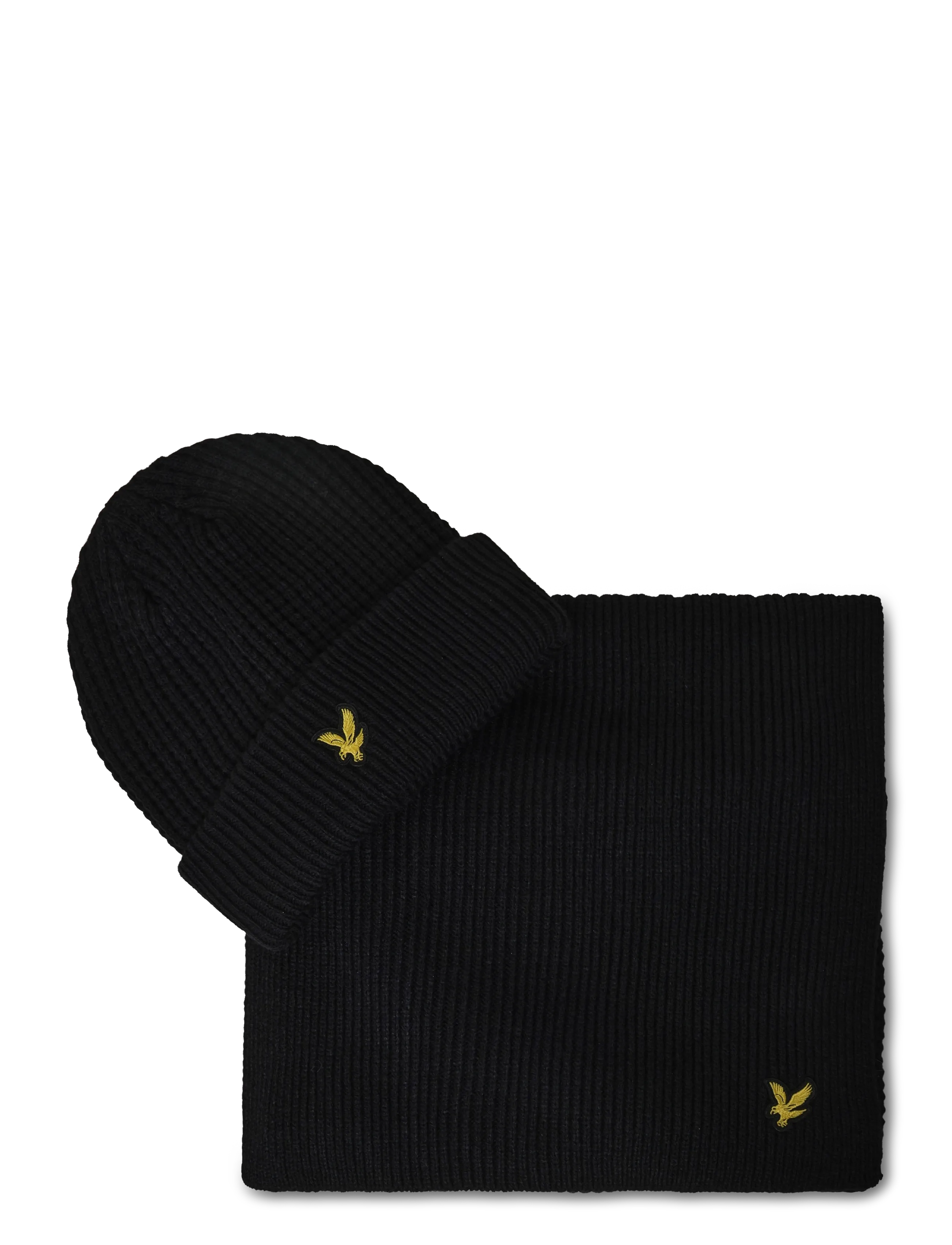 Lyle & Scott - Waffle Scarf and Beanie Set - mützen - jet black - 3