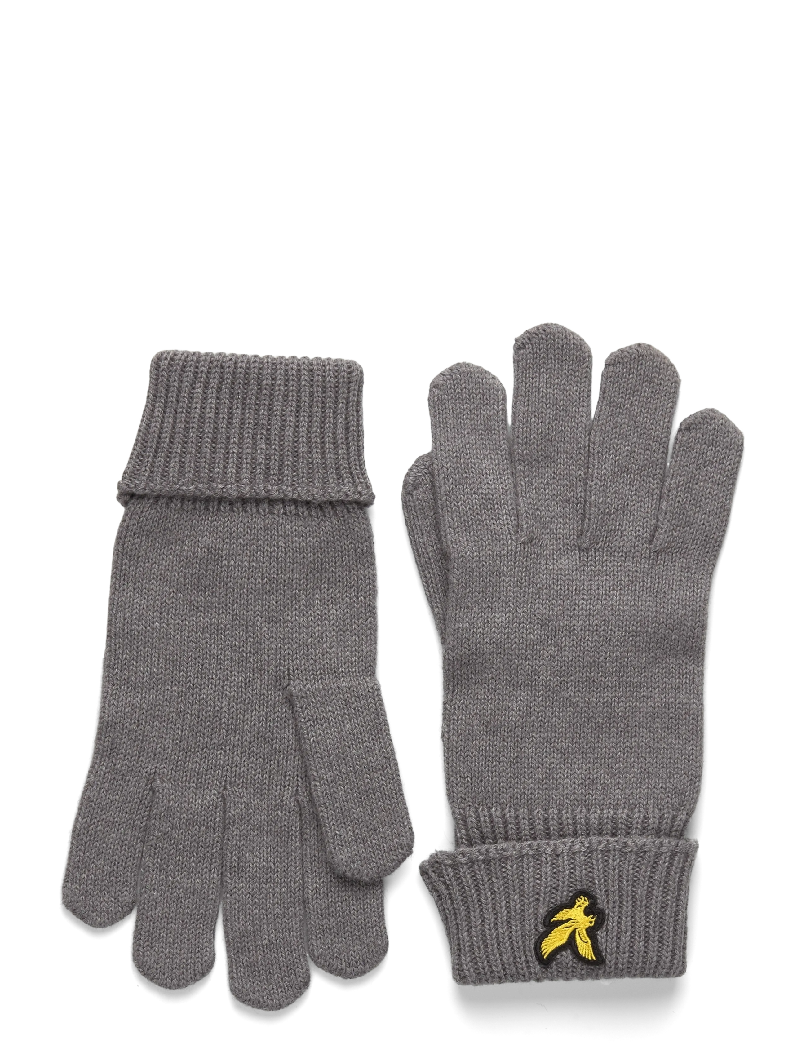 Lyle & Scott Cotton Merino Gloves, One Size, Grau - Finger Männerswear