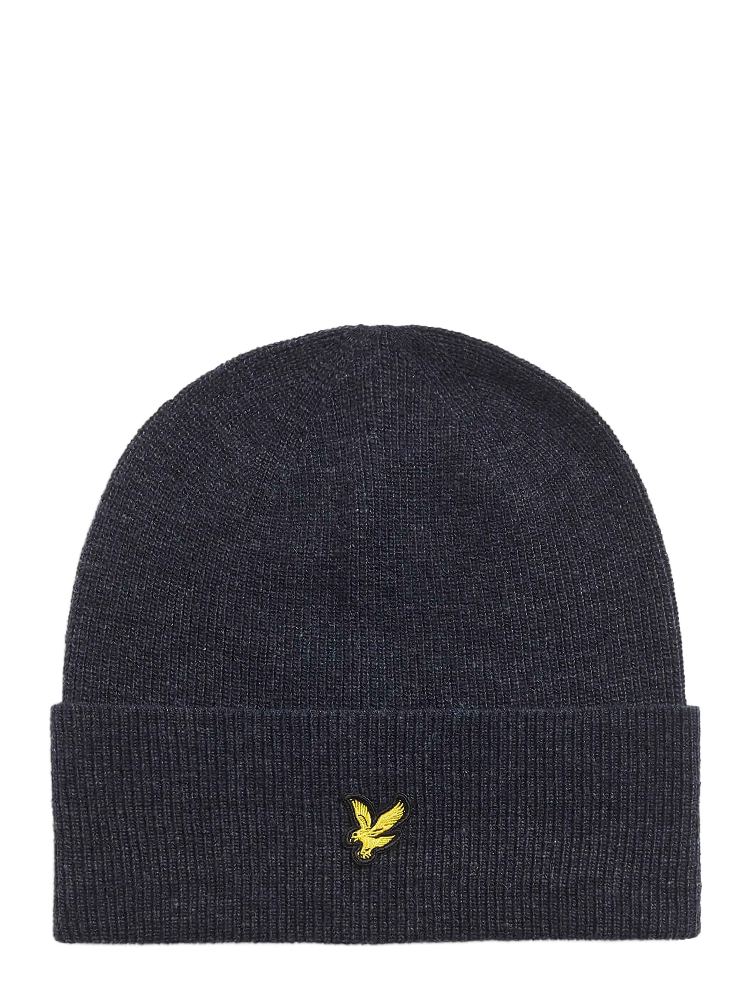 Lyle & Scott Lambswool Blend Ribbed Beanie - Mützen - DARK NAVY MARL / navy