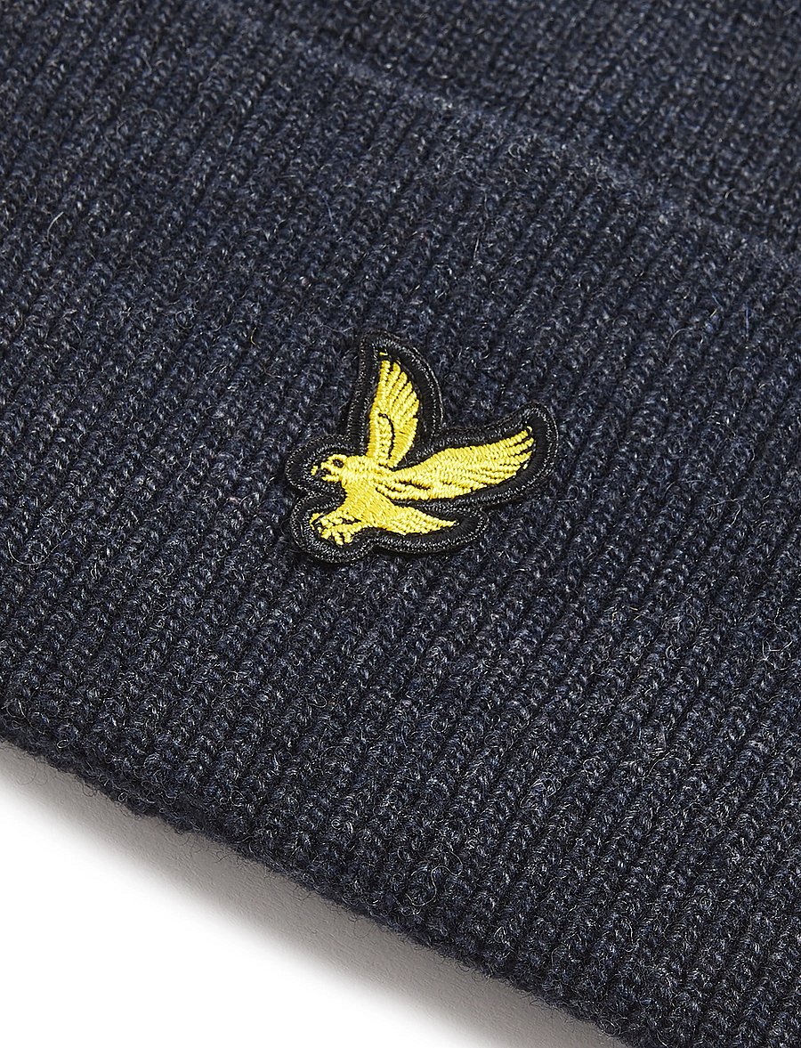 Lyle & Scott - Lambswool Blend Ribbed Beanie - huer - dark navy marl - 2