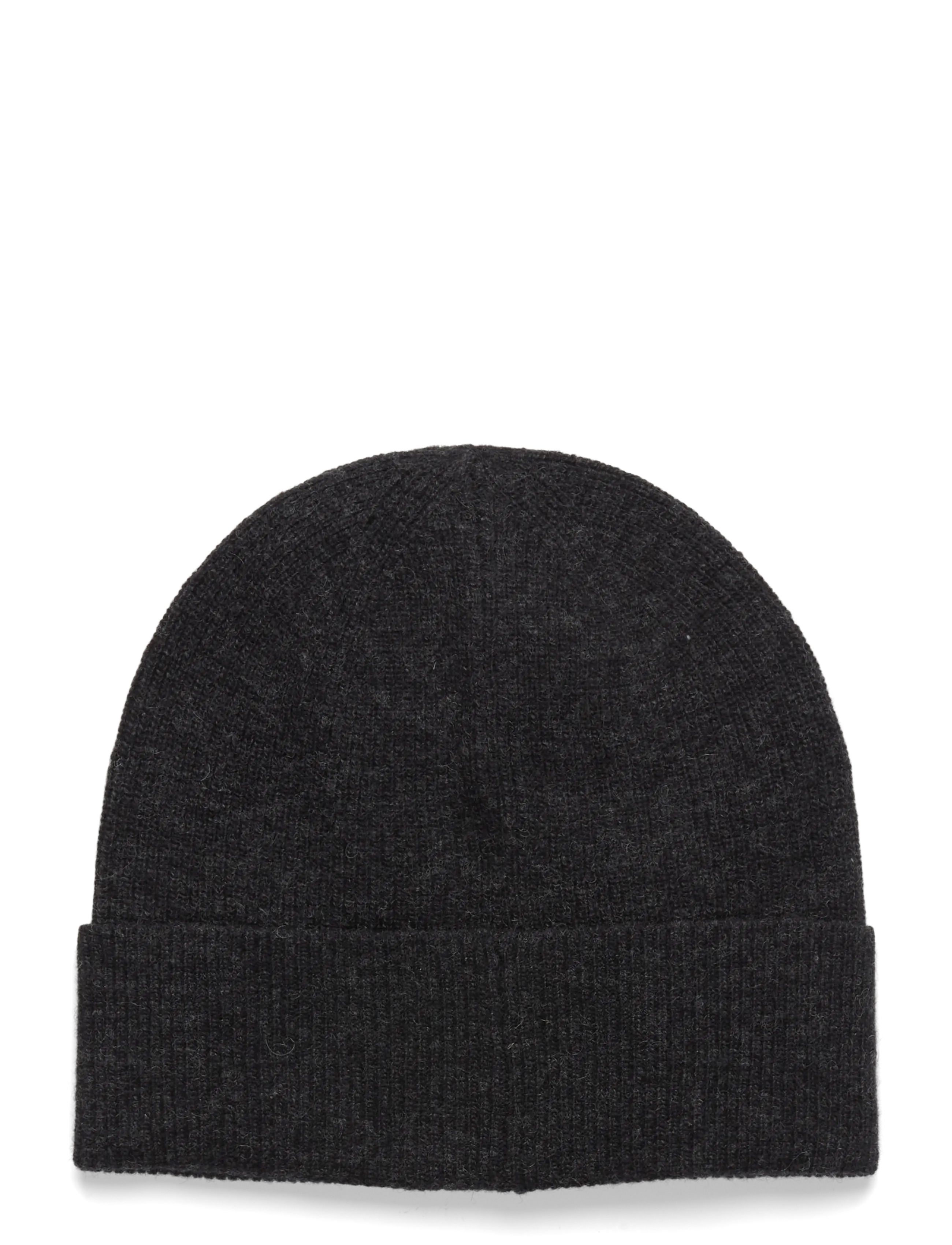 Lyle & Scott - Lambswool Blend Ribbed Beanie - kootud mütsid - jet black marl - 1