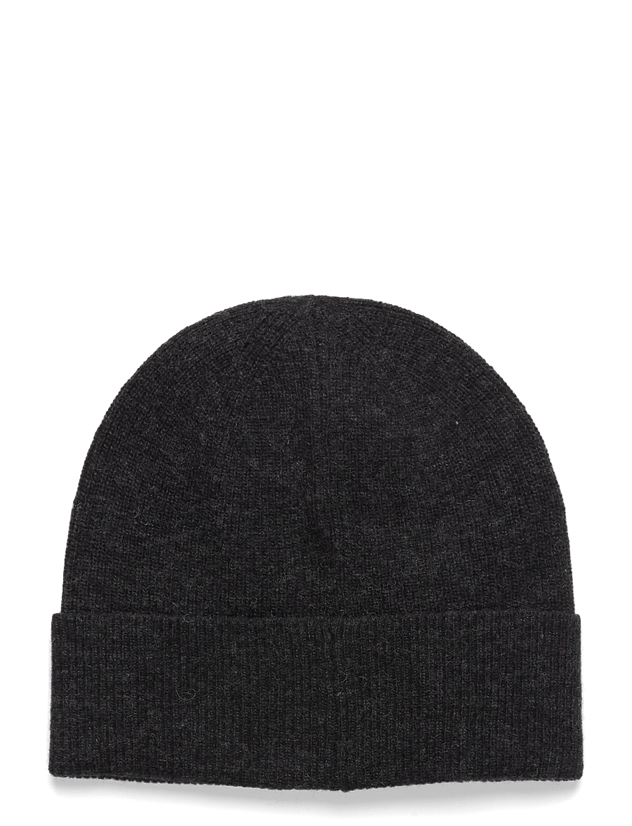 Lyle & Scott - Lambswool Blend Ribbed Beanie - czapki - jet black marl - 1