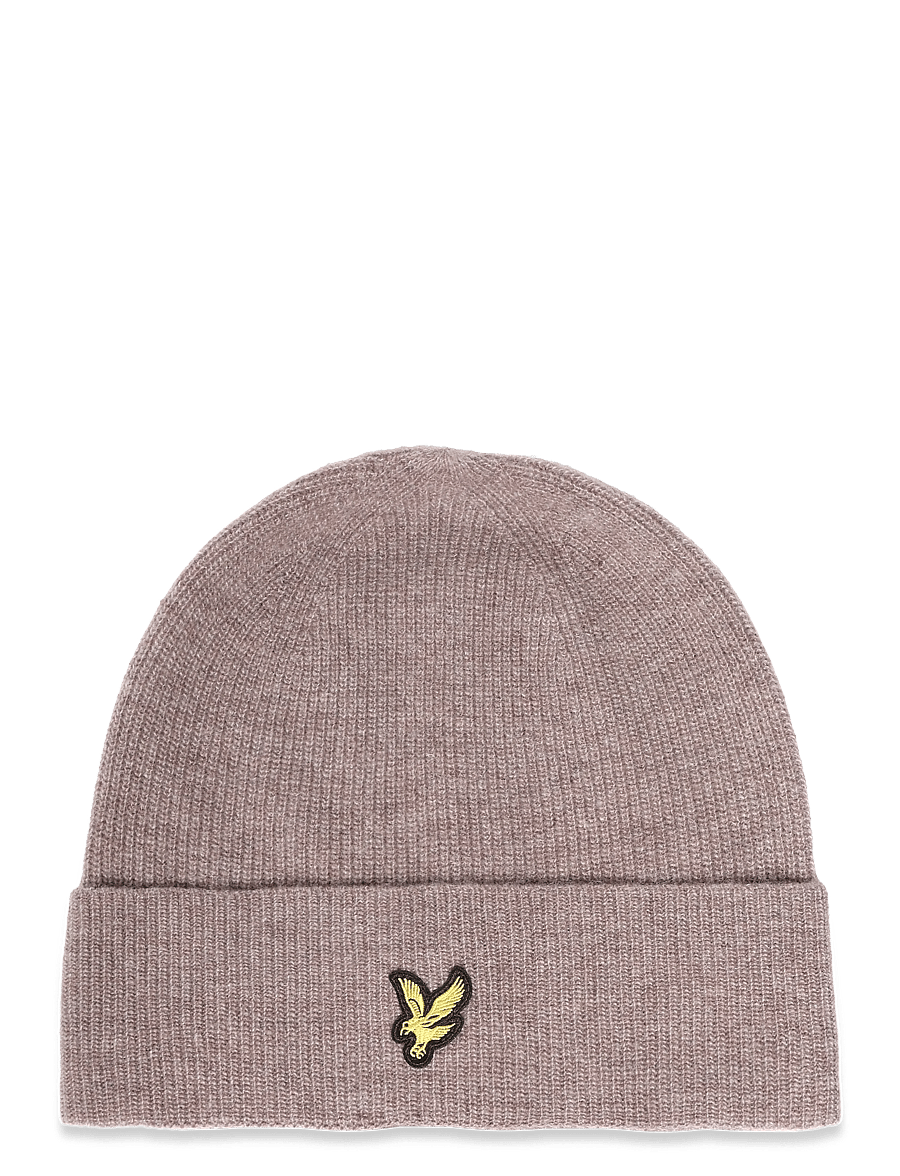 Lyle & Scott - Lambswool Blend Ribbed Beanie - mützen - muted taupe marl - 0