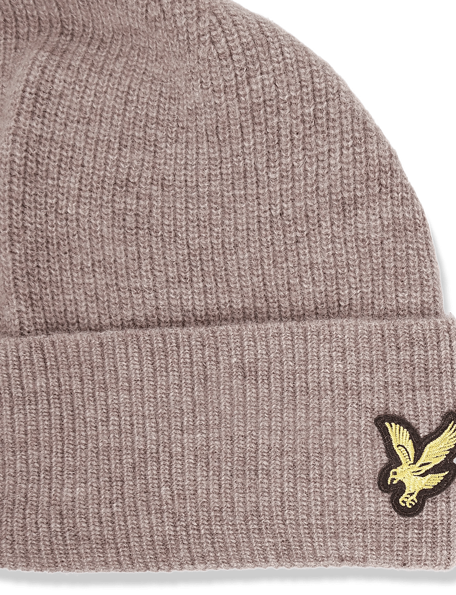 Lyle & Scott - Lambswool Blend Ribbed Beanie - mützen - muted taupe marl - 2