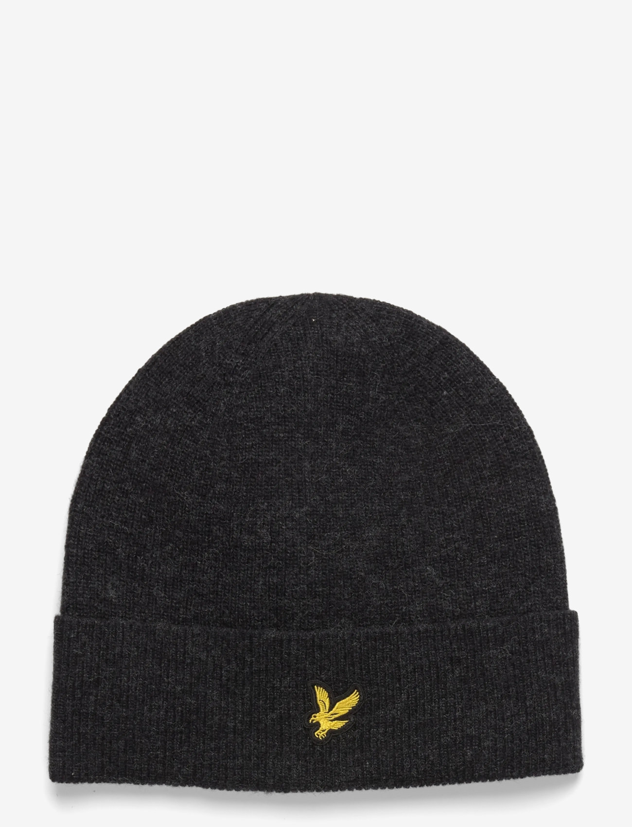 Lyle & Scott - Lambswool Blend Ribbed Beanie - beanie mütsid - w155 jet black marl - 0