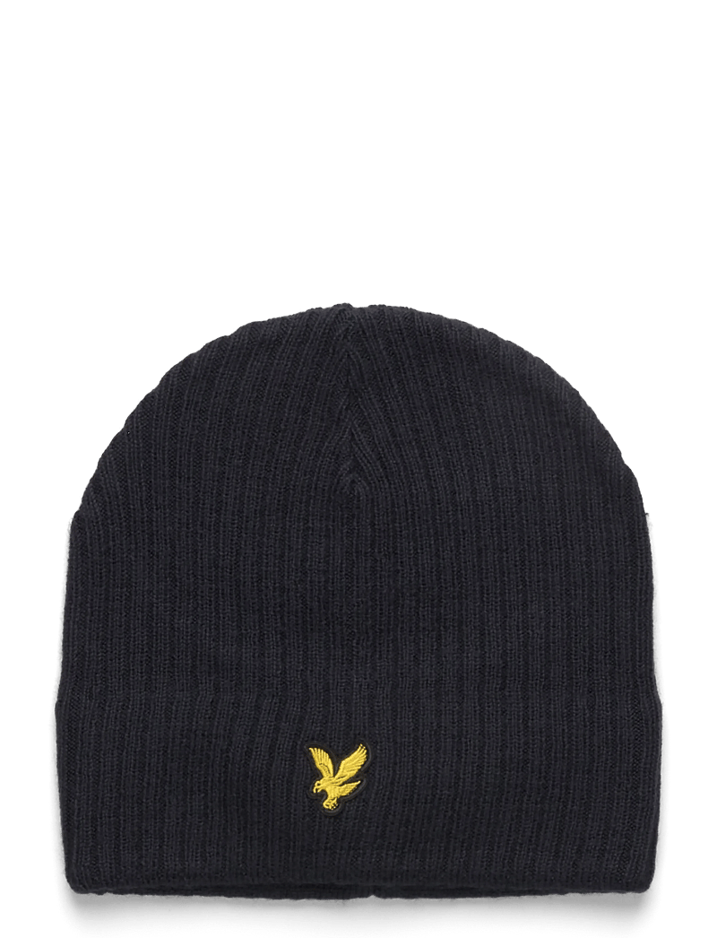 Lyle & Scott - Knitted Ribbed Beanie - mössor - z271 dark navy - 0