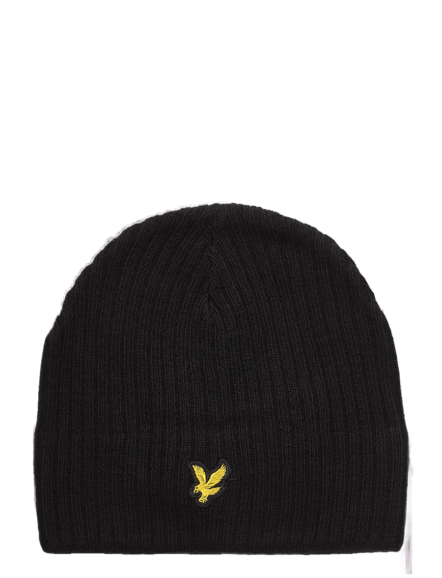 Lyle & Scott - Knitted Ribbed Beanie - huer - z865 jet black - 0