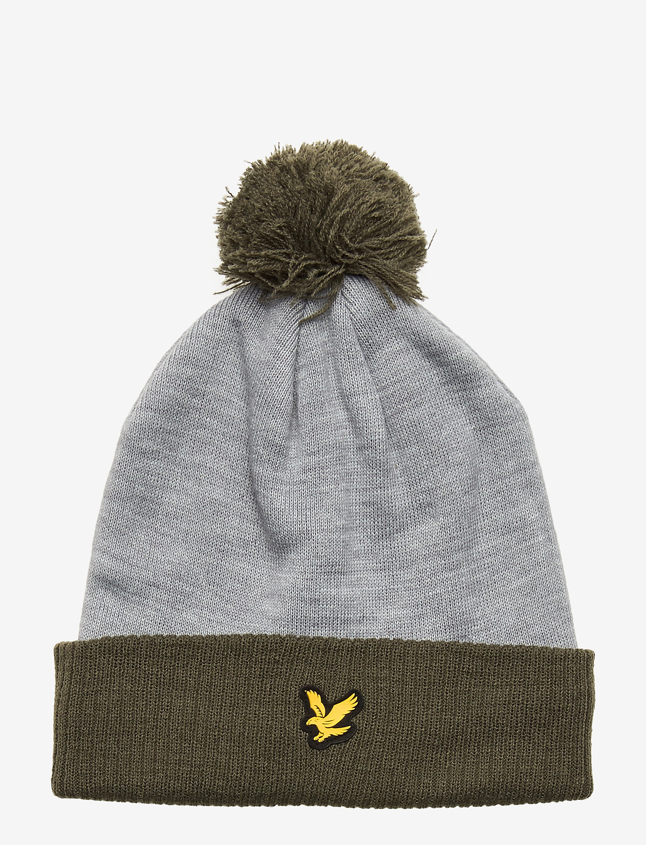 Lyle & Scott - Walsh : Sports Bobble Beanie - mid grey marl/deep spruce - 0