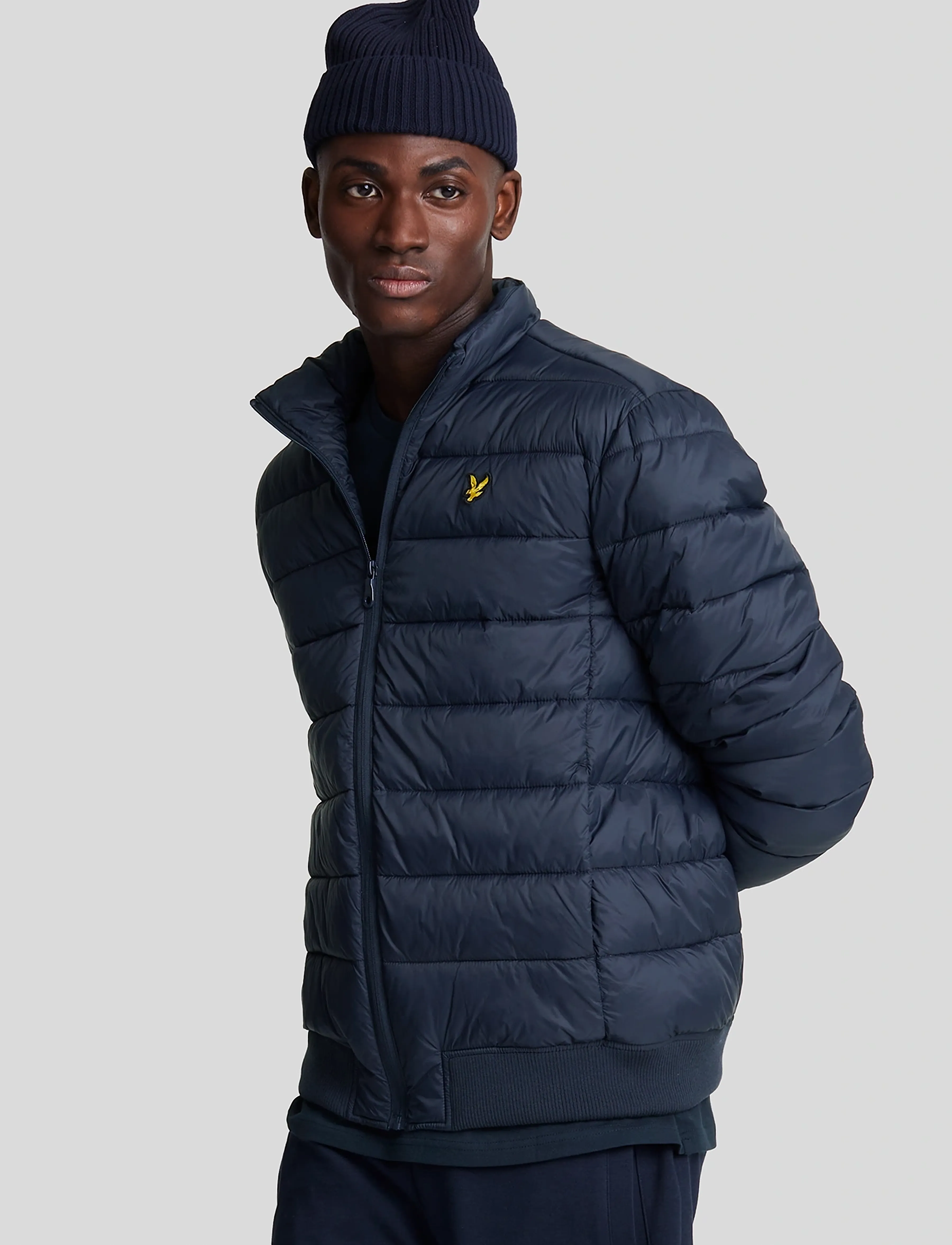 Lyle & Scott Funnel Neck Wadded Jacket, S, Jackets, Marineblau - Padded Männerswear