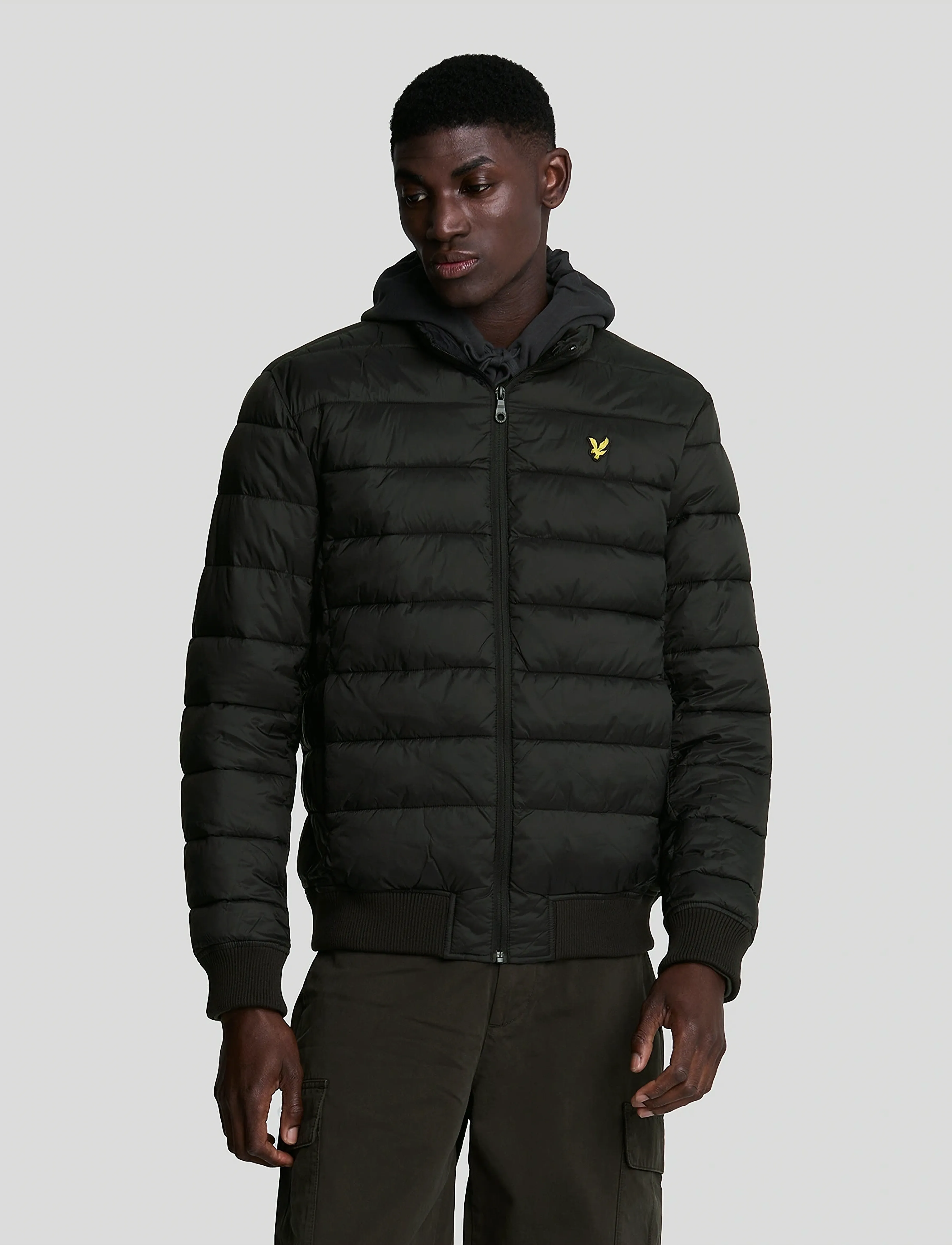 Lyle & Scott Funnel Neck Wadded Jacket, S, Jackets, Schwarz - Padded Männerswear