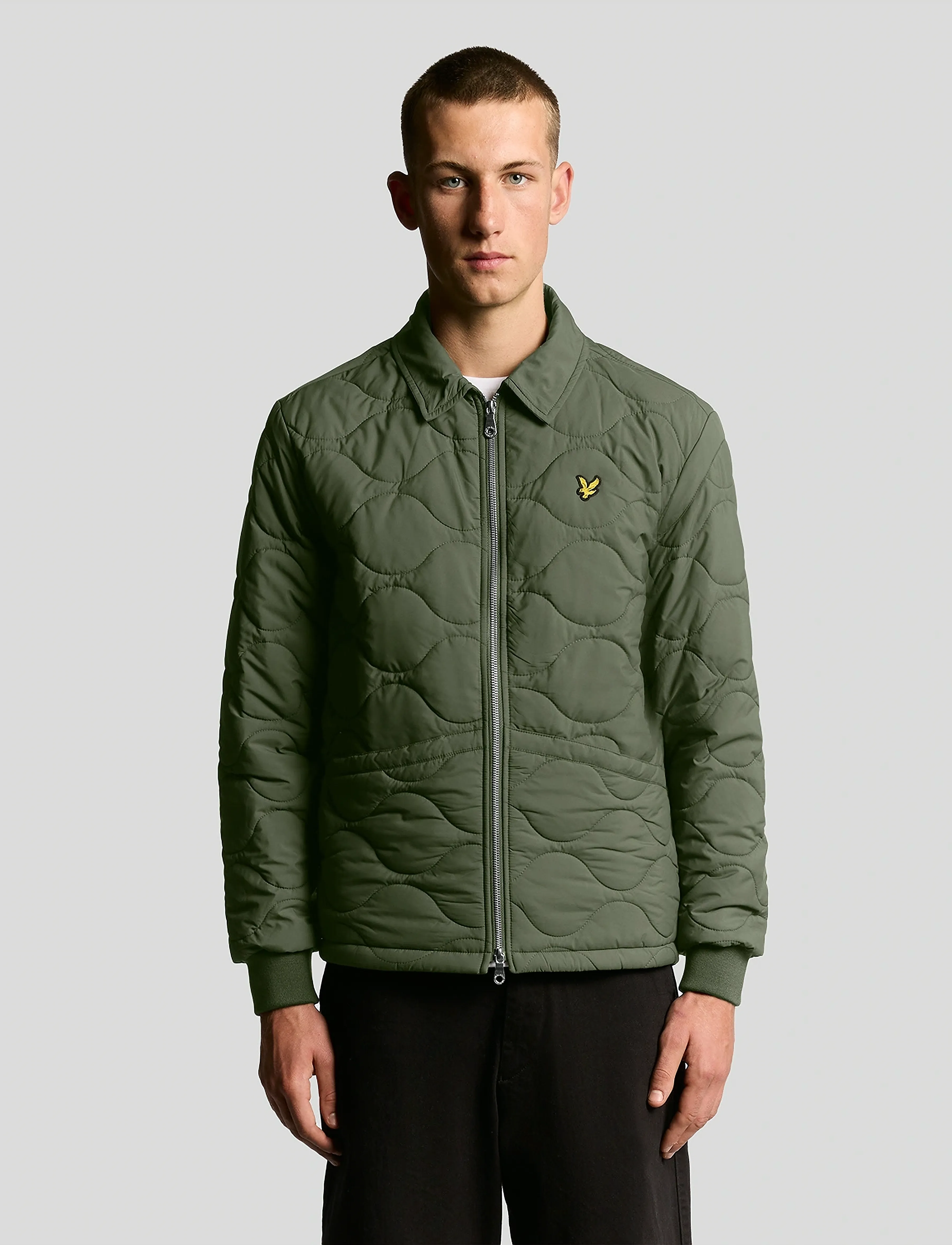 Lyle & Scott Quilted Ripstop Jacket, L, Jackets, Khakigrün - Männerswear