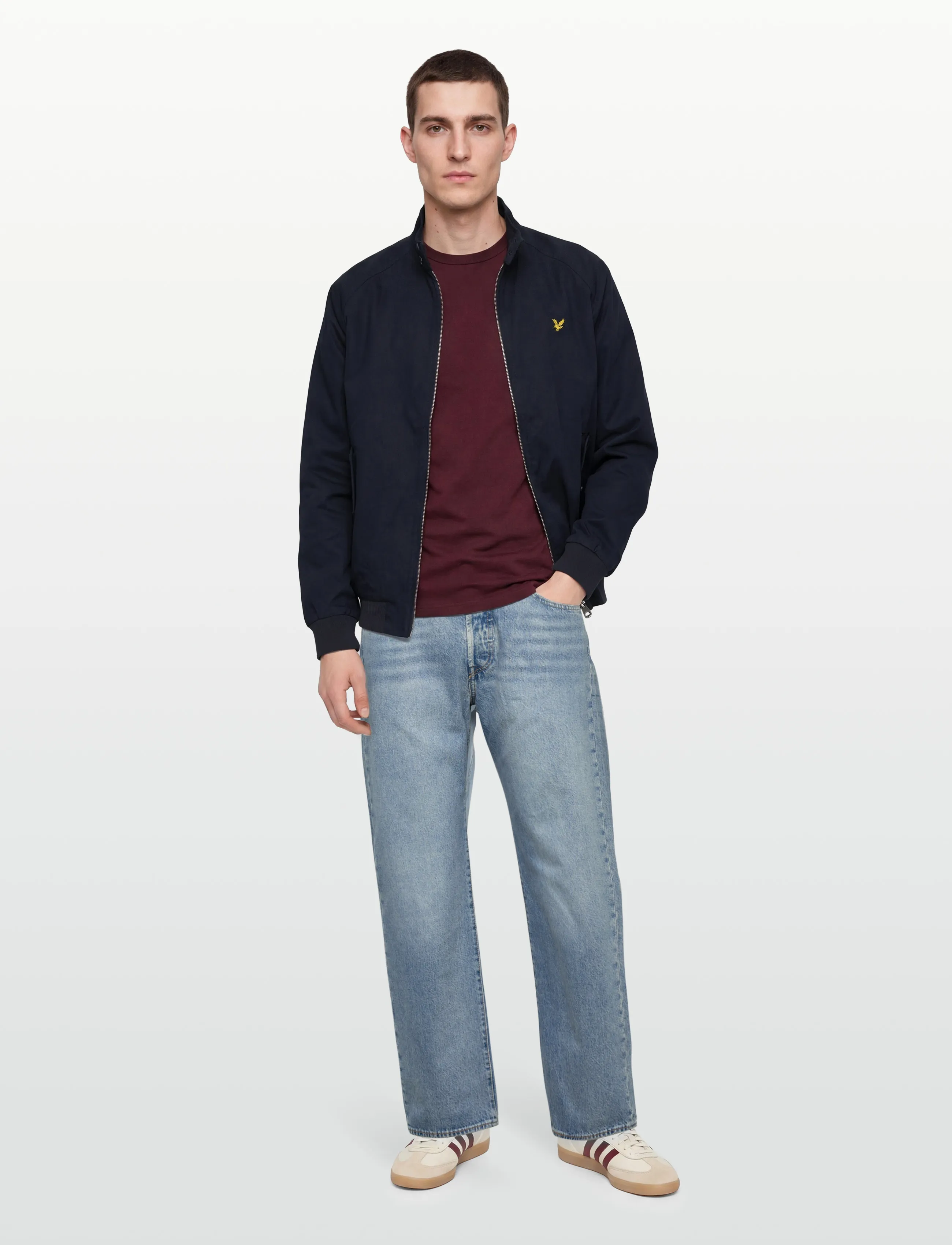 Lyle & Scott Cotton Harrington Jacket, XS, Jackets, Marineblau - Light Männerswear