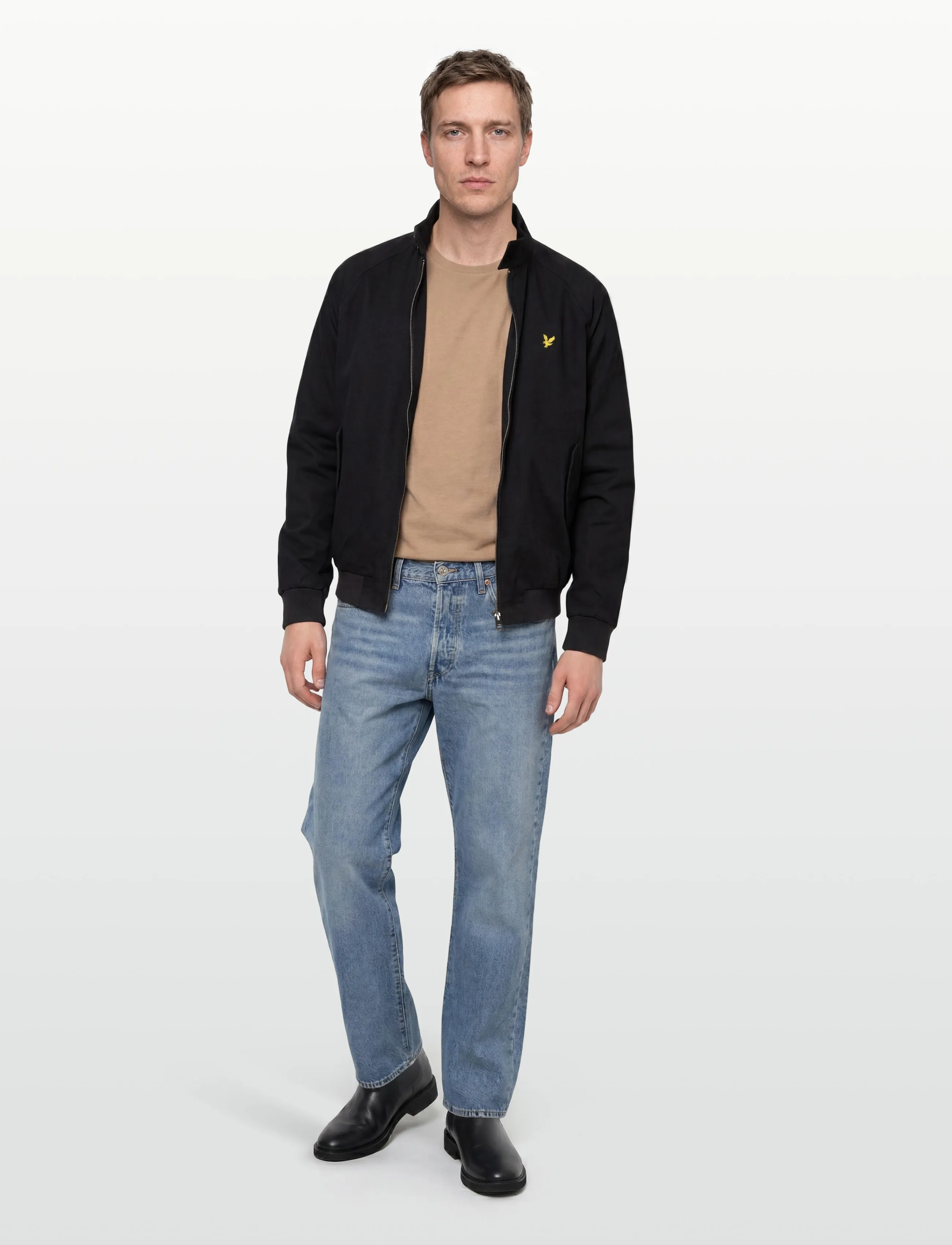 Lyle & Scott Cotton Harrington Jacket, L, Jackets, Schwarz - Light Männerswear