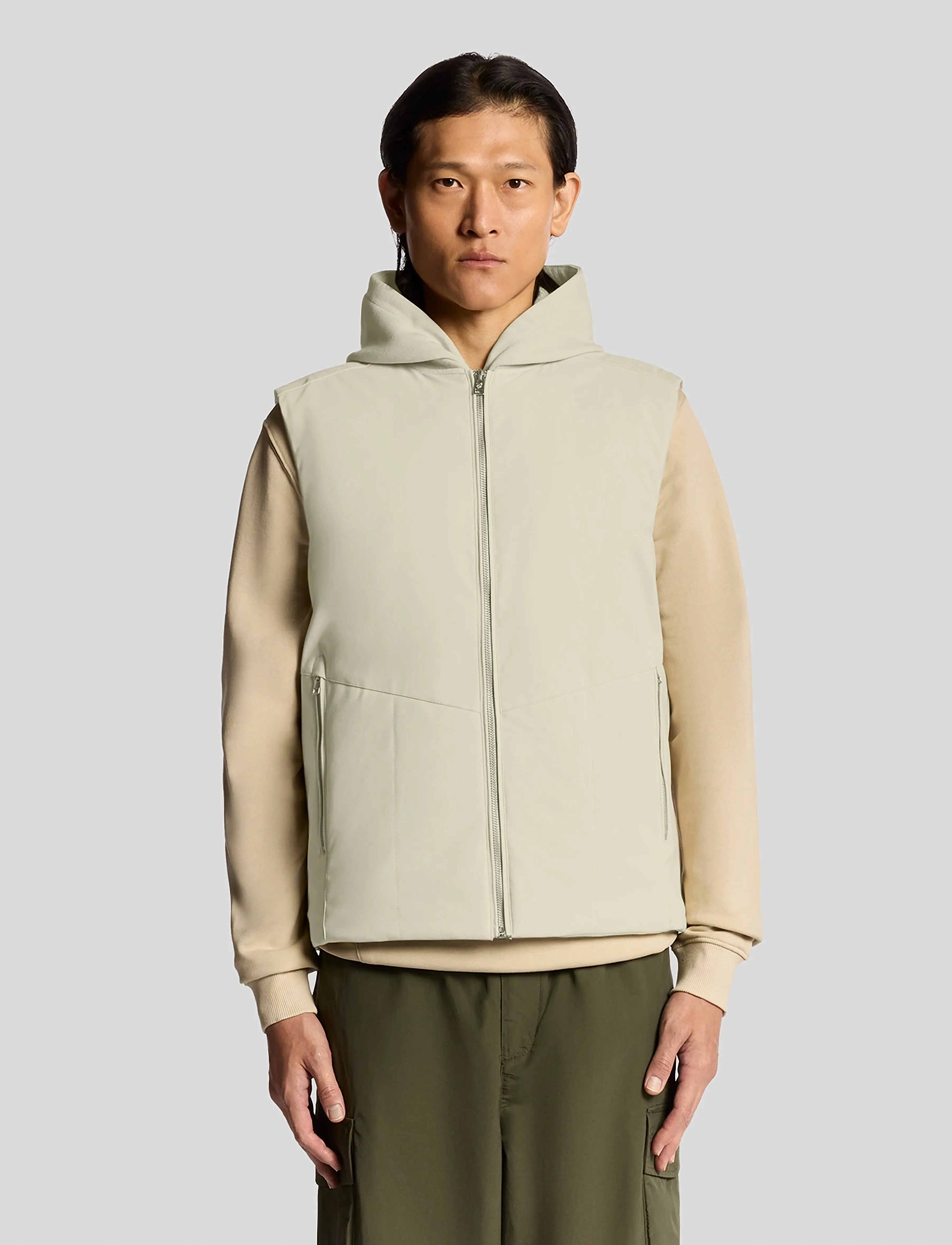 Lyle & Scott Quilted Shell Gilet, XXL, Beige, Overtøj > Veste, Herre