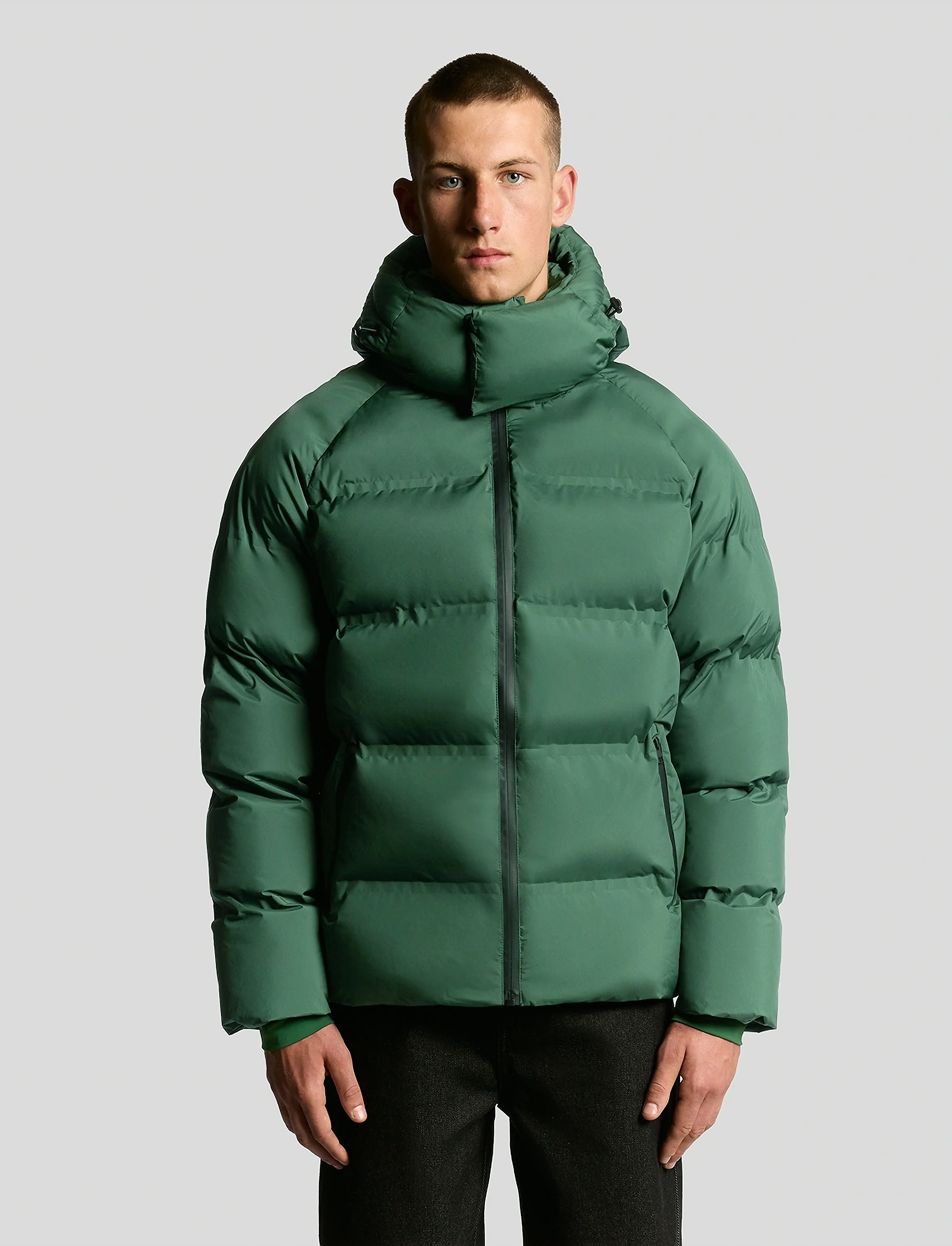 Lyle & Scott Welded Puffer Jacket, Mænd, Hætte Pufferjakke, Grøn, Str: L
