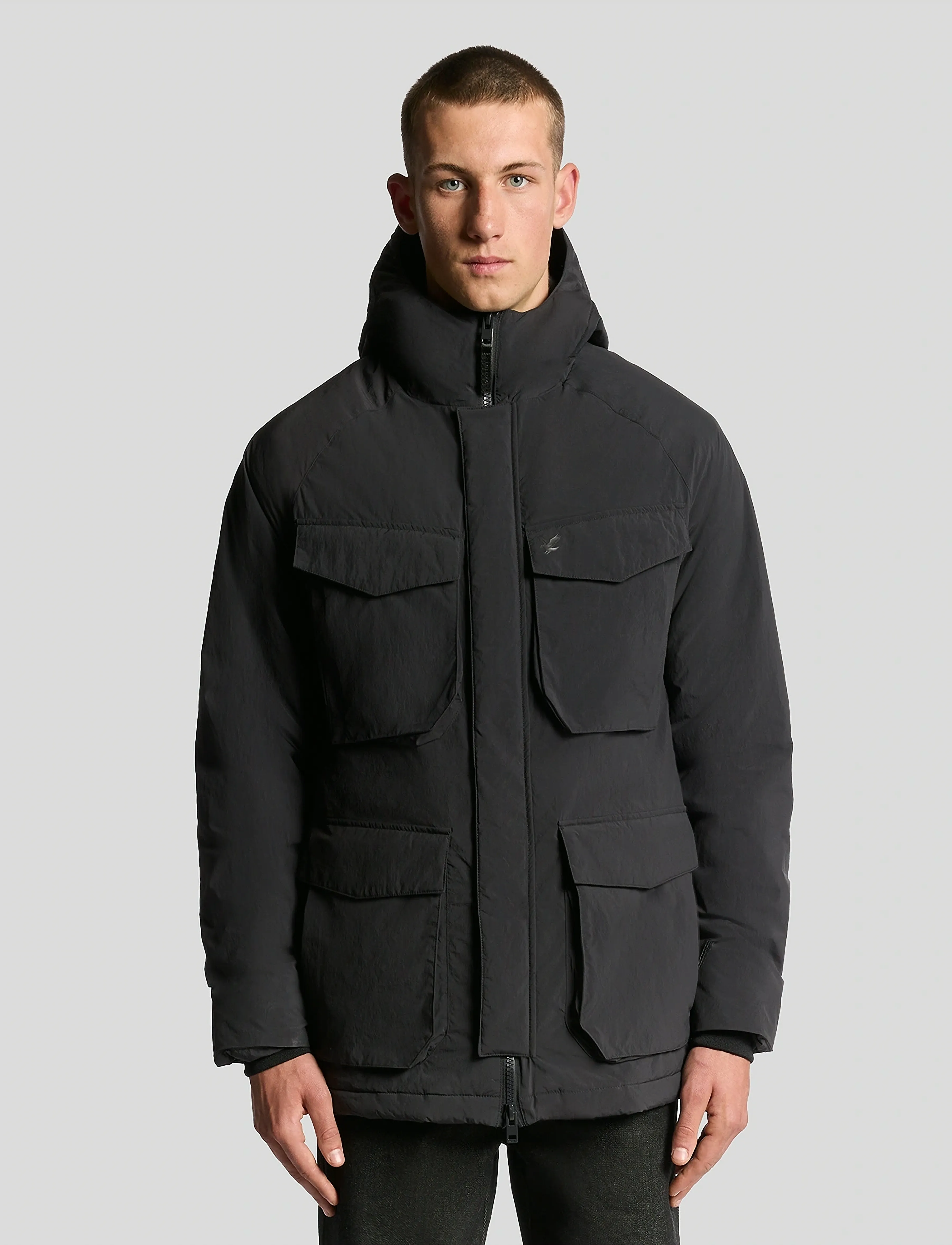 Lyle & Scott Tactical Wadded Parka, L, Jackets, Schwarz - Parkas, Männerswear