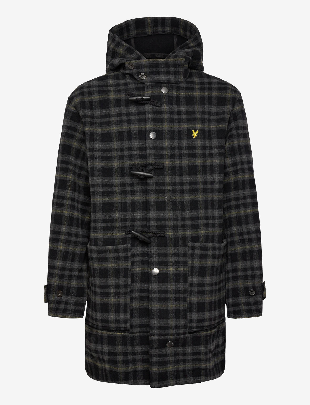 Lyle & Scott - Modular Tartan Duffle Coat - winter jackets - z865 jet black - 1