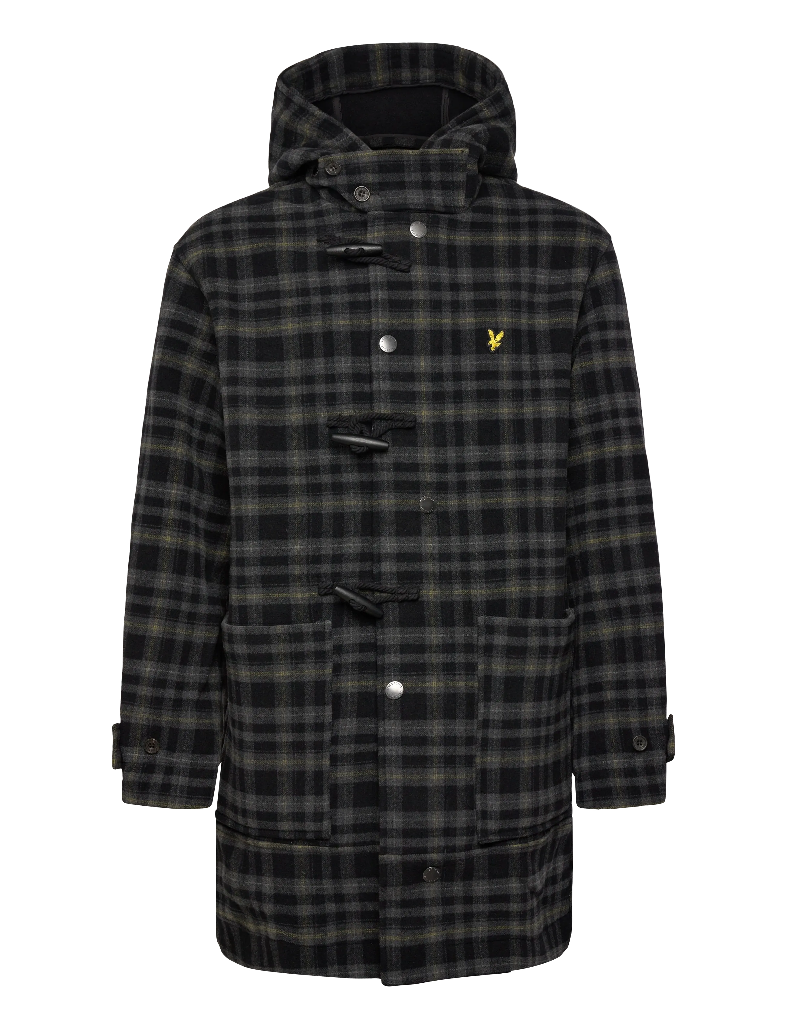 Lyle & Scott Modular Tartan Duffle Coat - Lyle & Scott - Z865 JET BLACK / grey