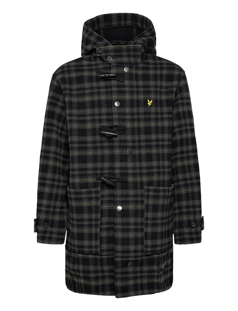 Lyle & Scott - Modular Tartan Duffle Coat - vinterjackor - z865 jet black - 1