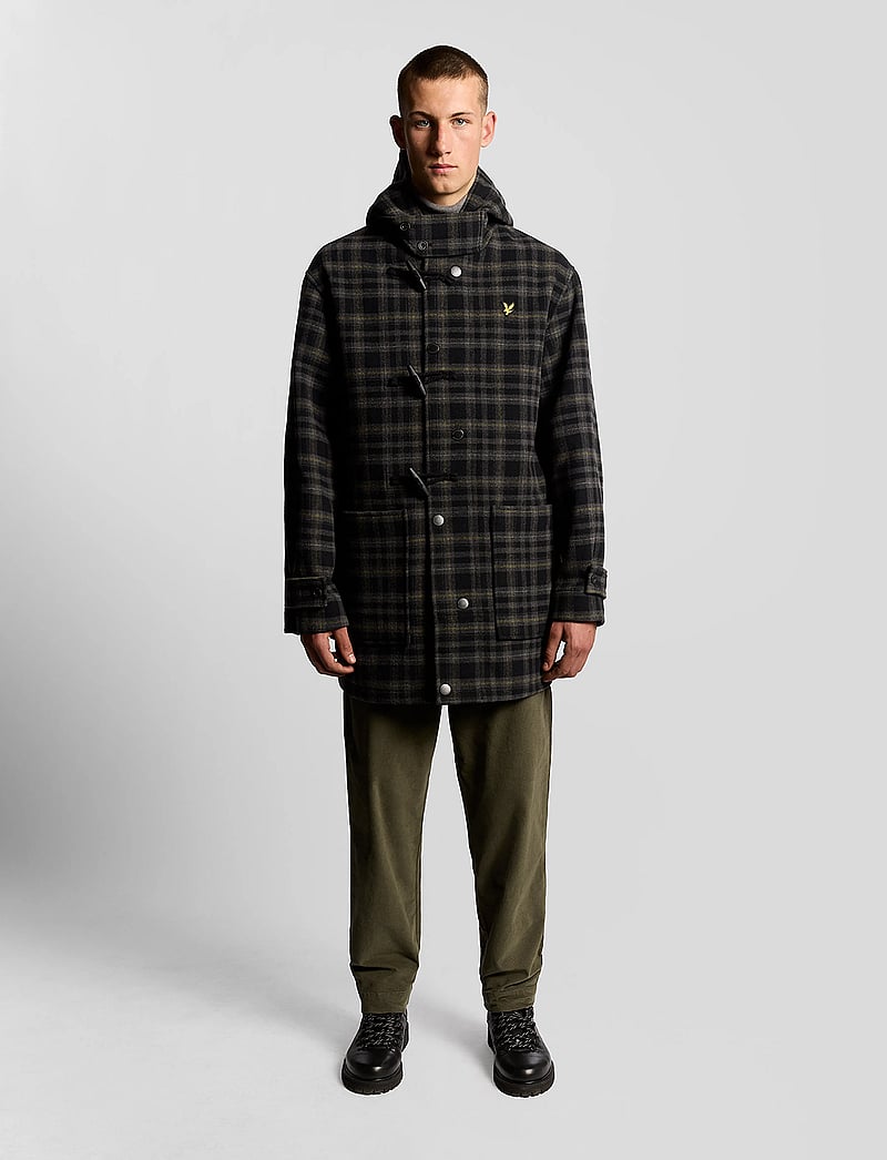 Lyle & Scott - Modular Tartan Duffle Coat - vinterjackor - z865 jet black - 4