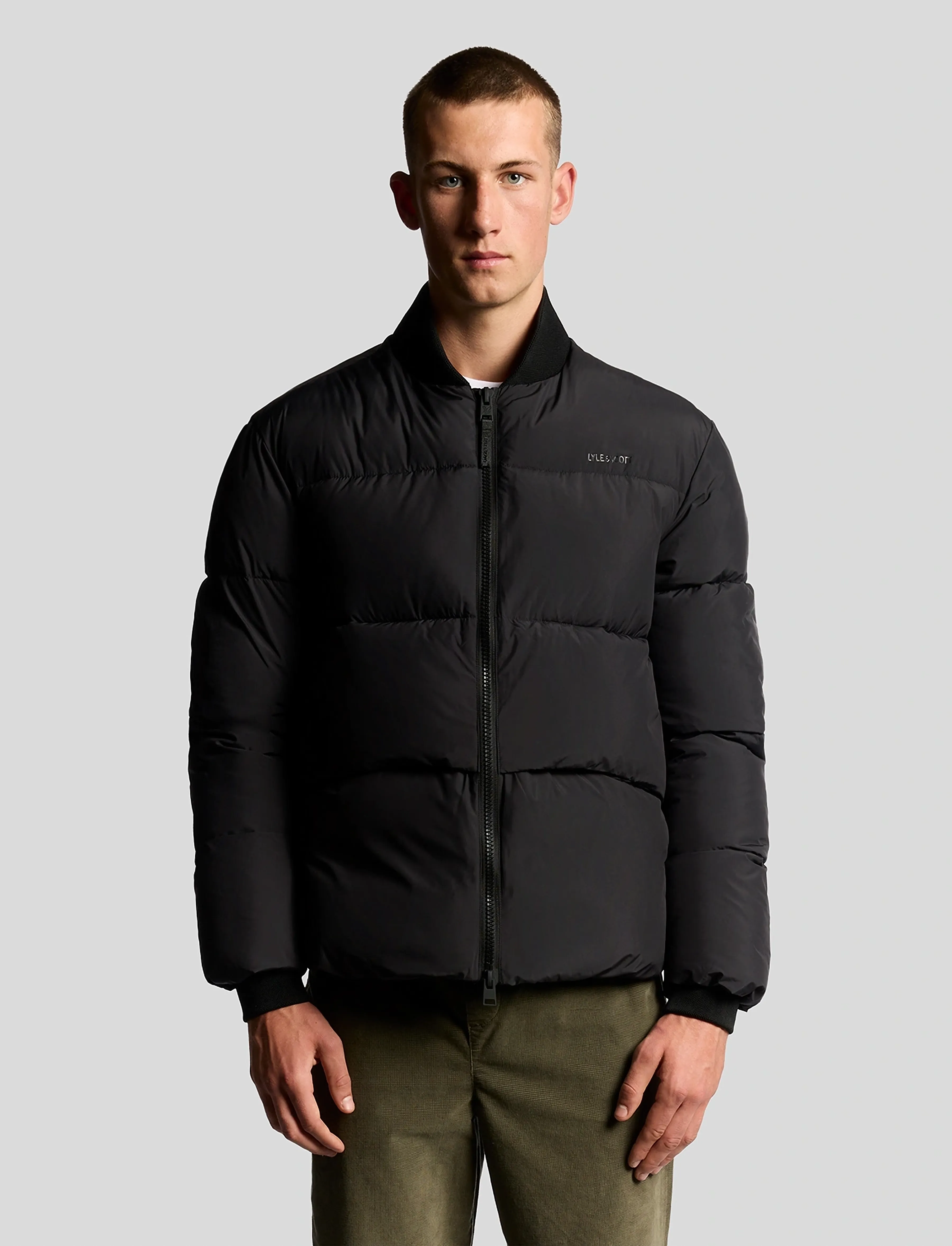 Lyle & Scott Puffer Bomber Jacket, Mænd, Puffer Bomberjakke, Sort, Str: XXL
