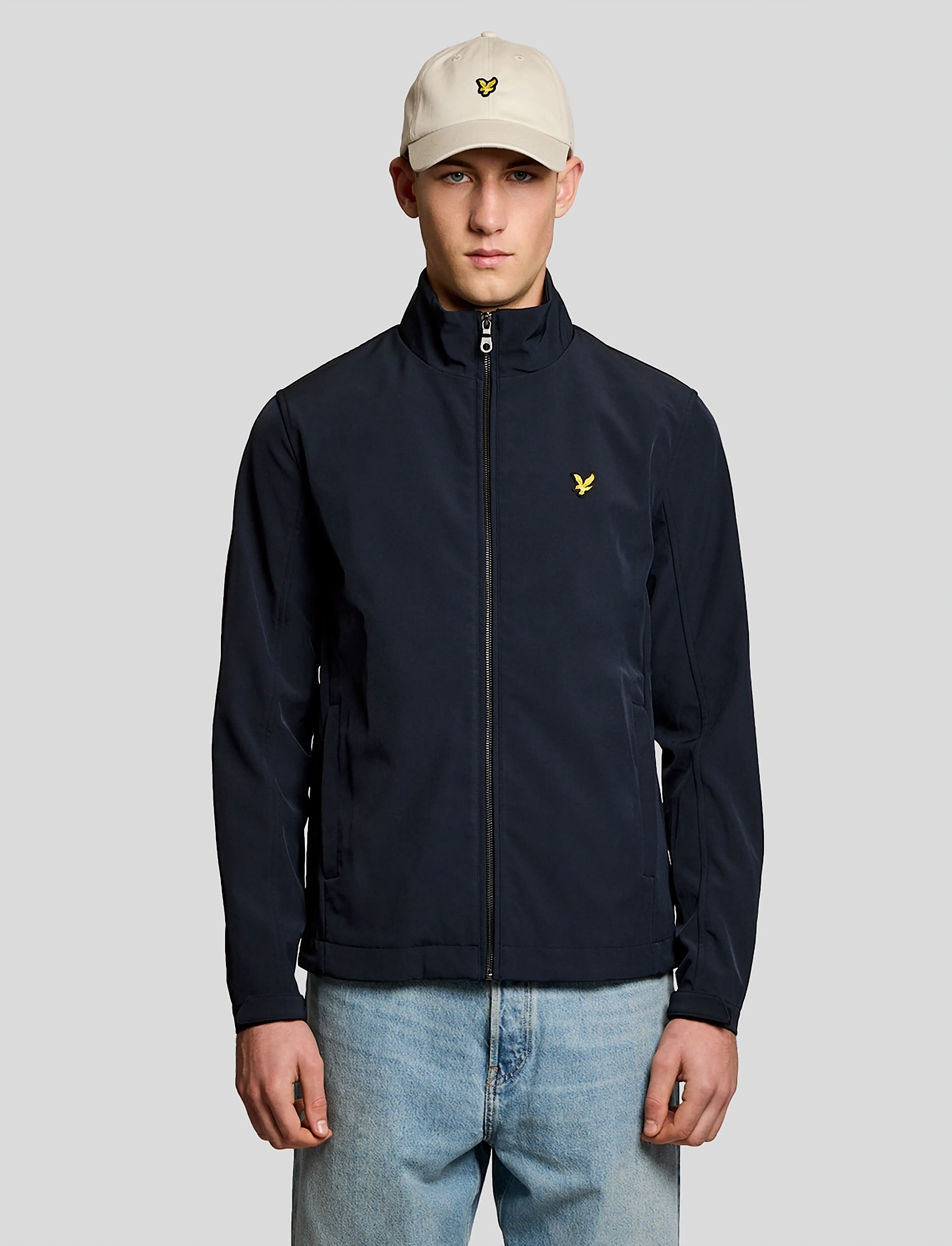 Lyle & Scott Mesh Back Softshell Funnel Neck Jacket, S, Navy, Sport Jackets > Sport Casual Jackets, Herre
