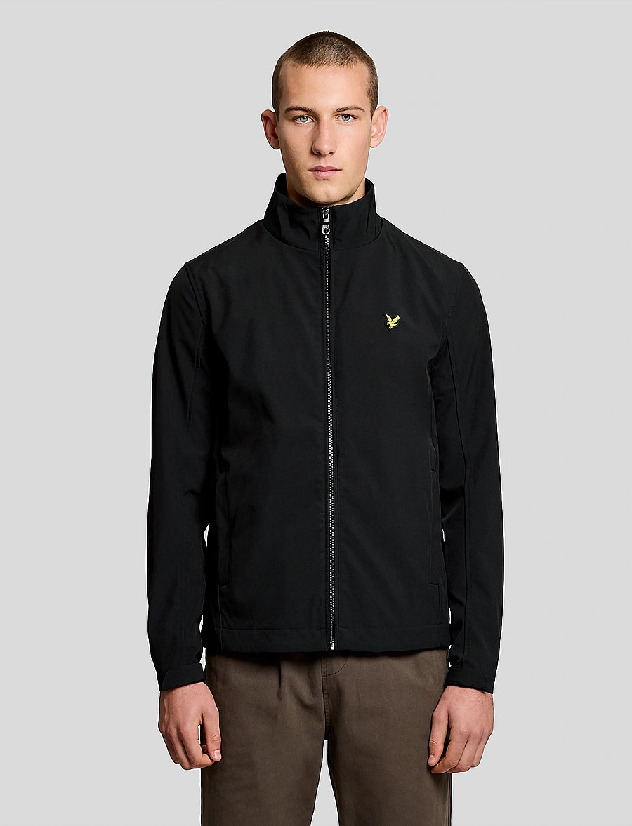 Lyle & Scott - Mesh Back Softshell Funnel Neck Jacket - fall jackets - z865 jet black - 0