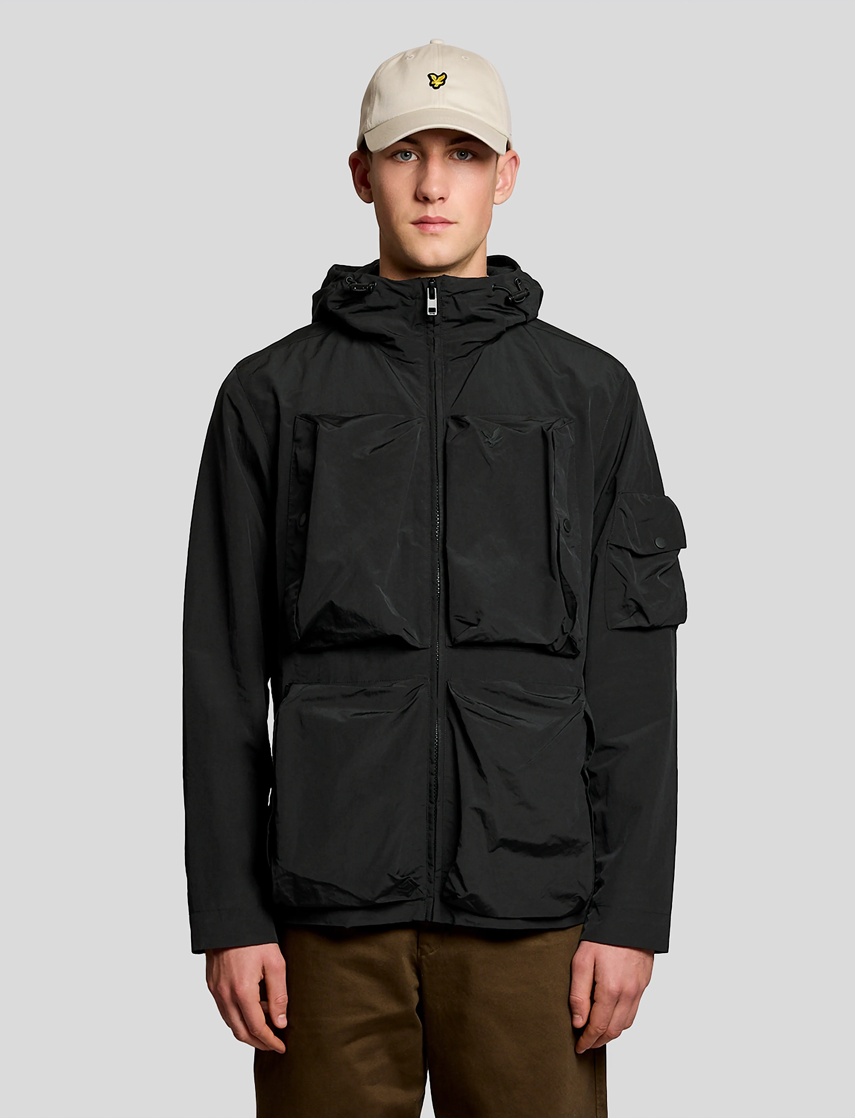Lyle & Scott Lightweight Ripstop Windcheater, Mænd, Let Hætte Windbreaker, Sort, Str: XXL