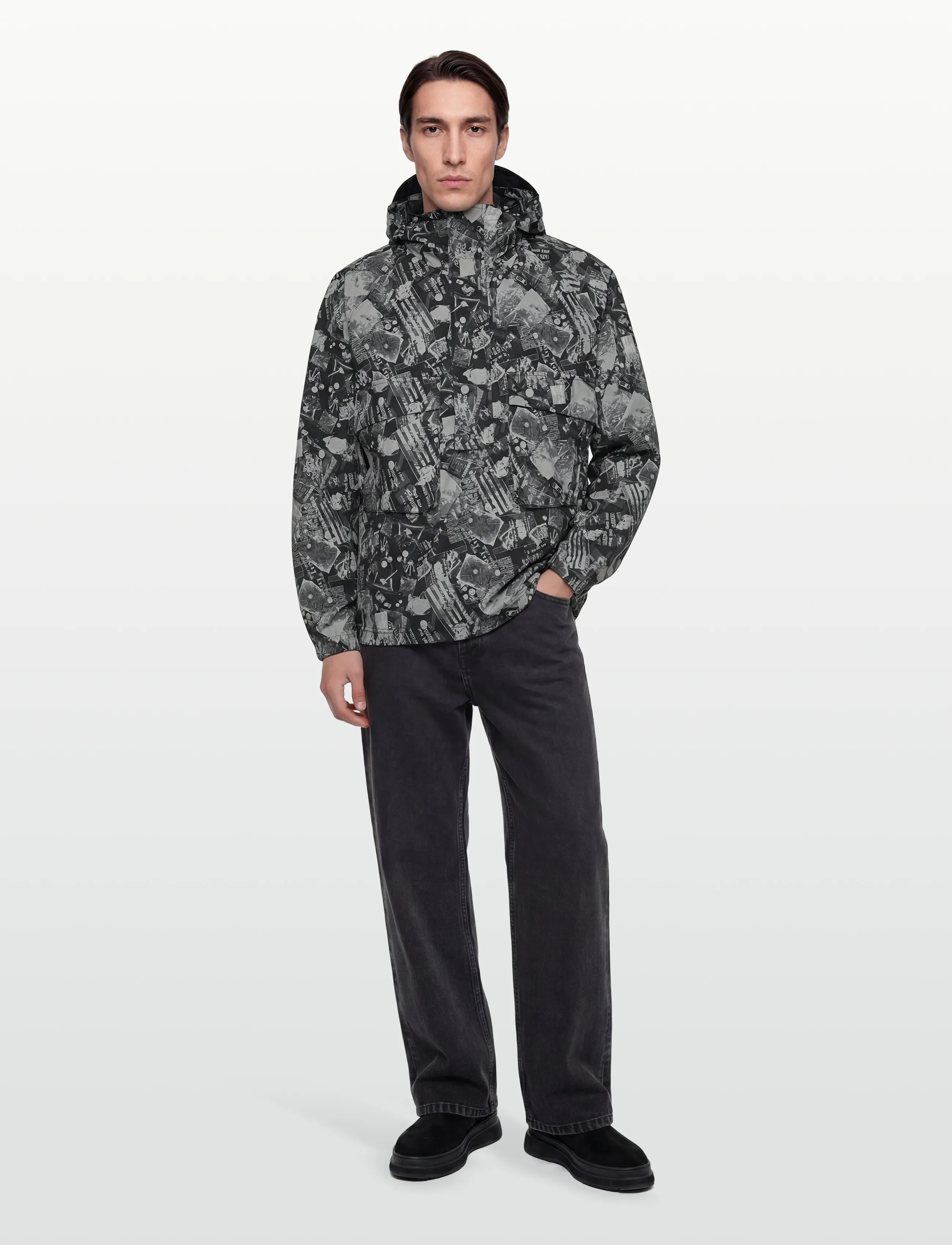 Lyle & Scott Printed Smock Jacket, Mænd, Printet Smockjakke, Multi/mønstret, Str: M