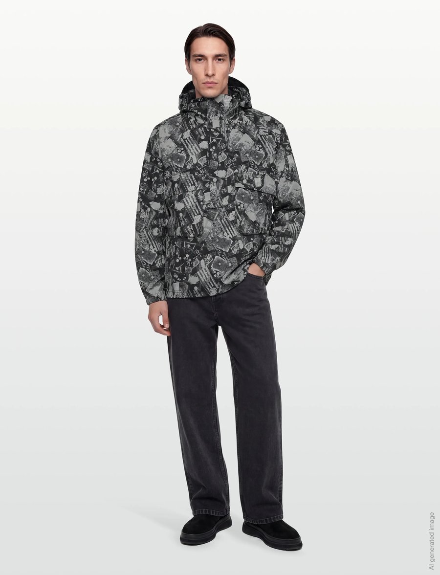 Lyle & Scott - Printed Smock Jacket - anoraks - z865 jet black - 0
