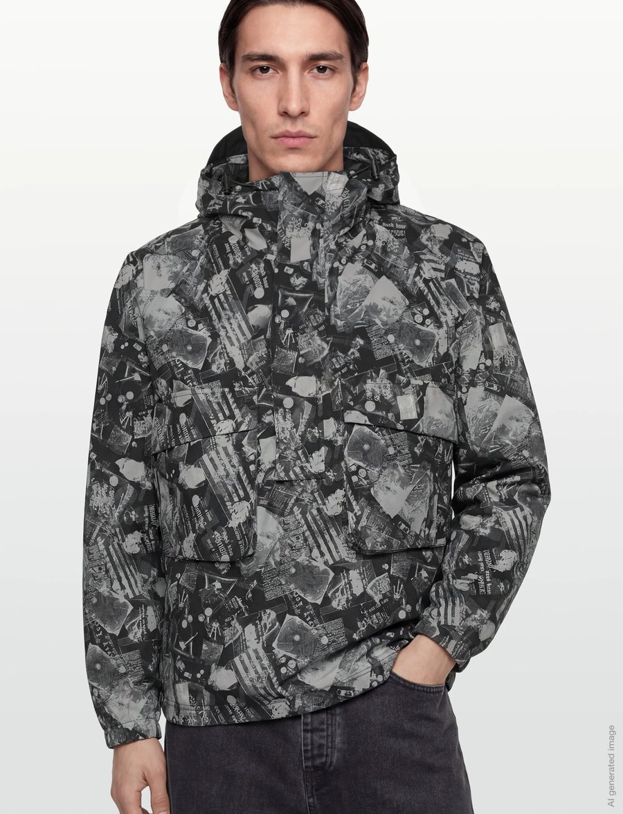 Lyle & Scott - Printed Smock Jacket - anoraks - z865 jet black - 3