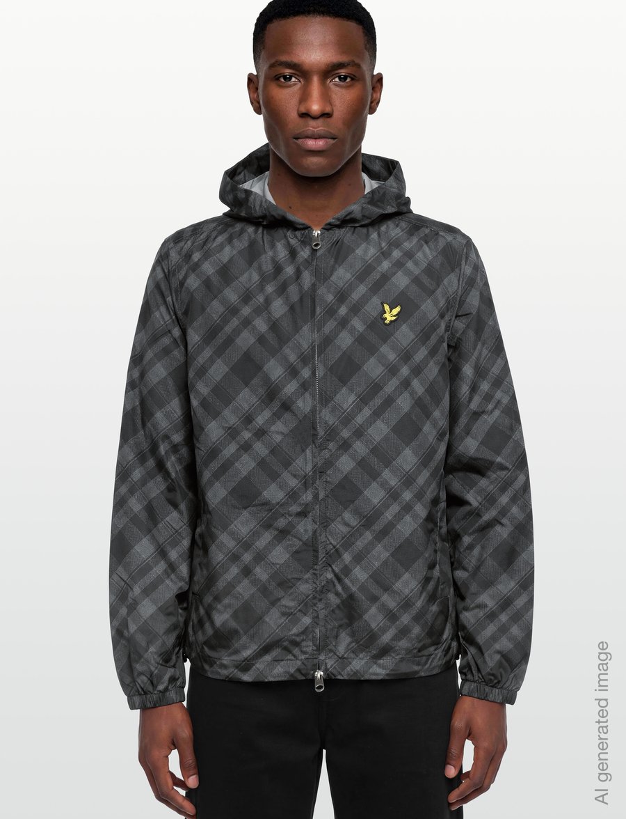 Lyle & Scott - Tartan Hooded Zip Through Jacket - efterårsjakker - jet black - 3