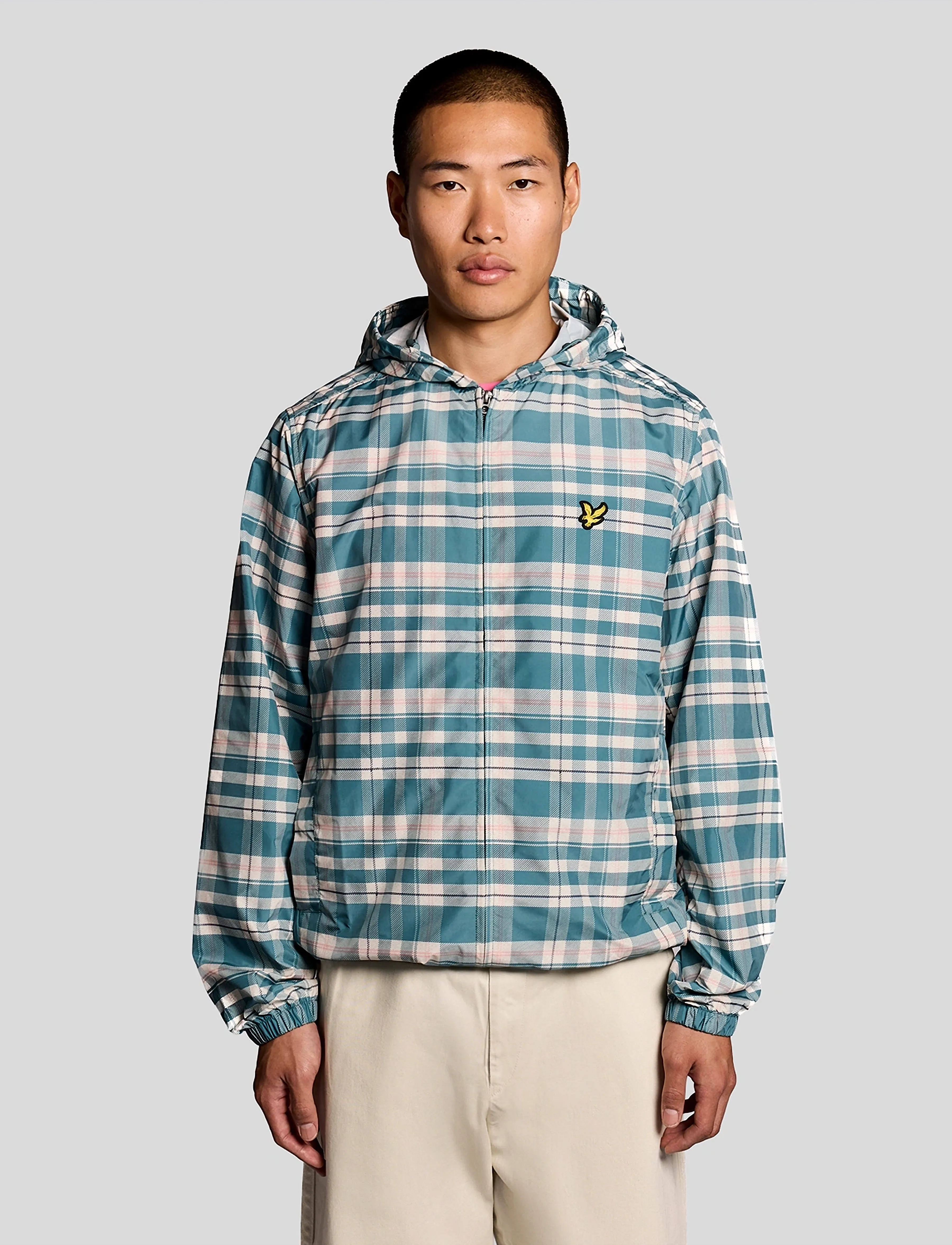 Lyle & Scott Tartan Hooded Zip Through Jacket - Forårsjakker - W130 EVERGLADE / green