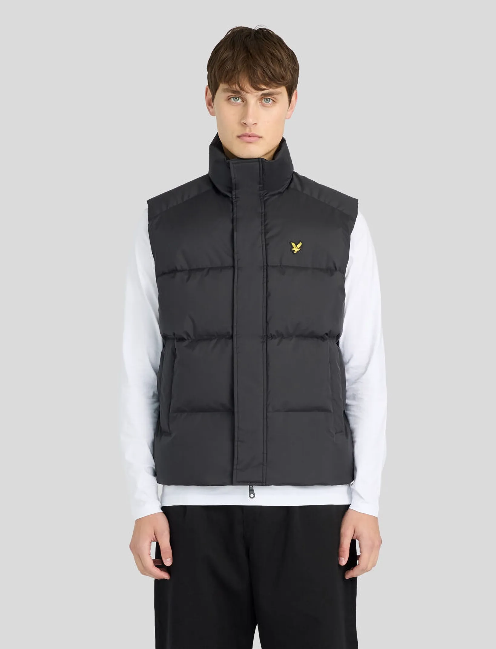 Lyle & Scott Funnel Neck Puffer Gilet - Västar - JET BLACK / black