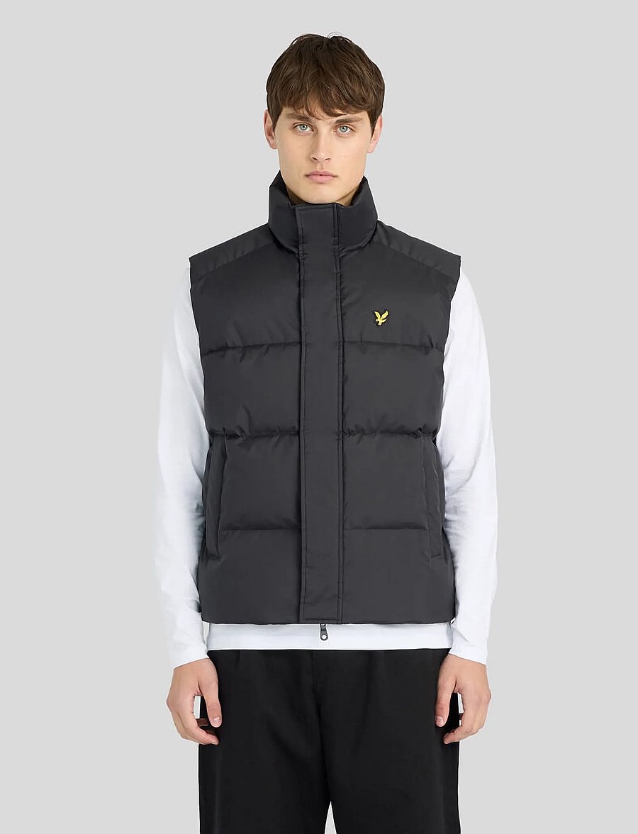 Lyle & Scott - Funnel Neck Puffer Gilet - vests - jet black - 0