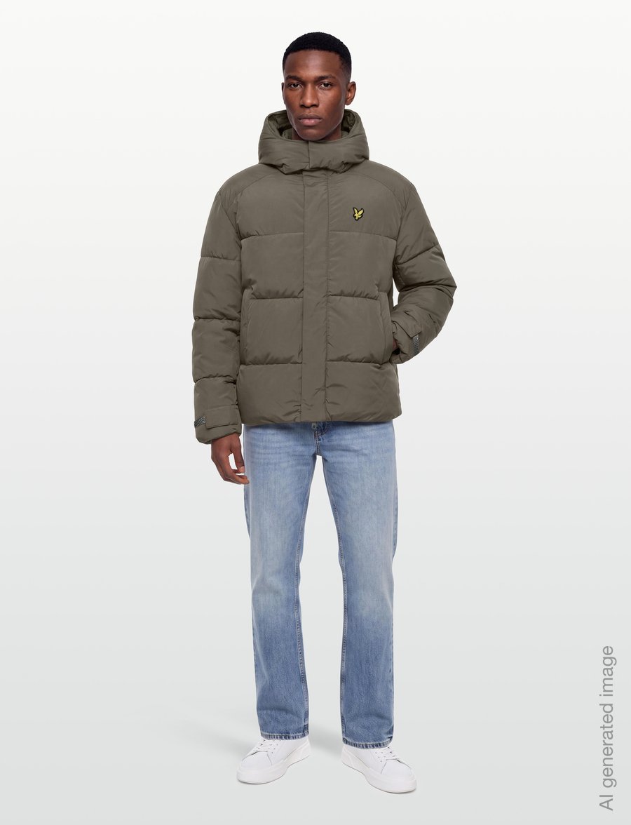 Lyle & Scott - Hooded Puffer Jacket - daunenjacken - khaki ash - 0