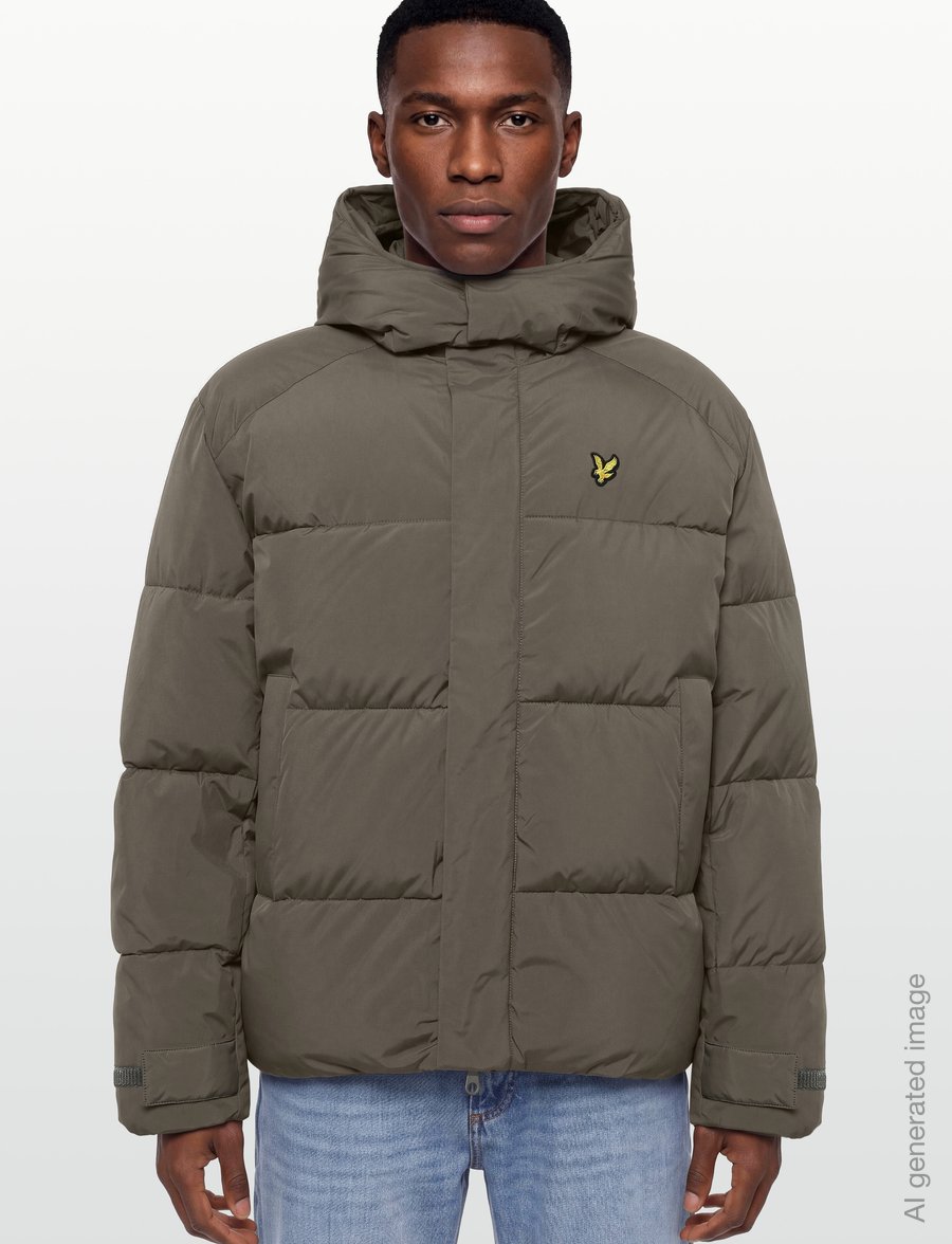 Lyle & Scott - Hooded Puffer Jacket - daunenjacken - khaki ash - 3