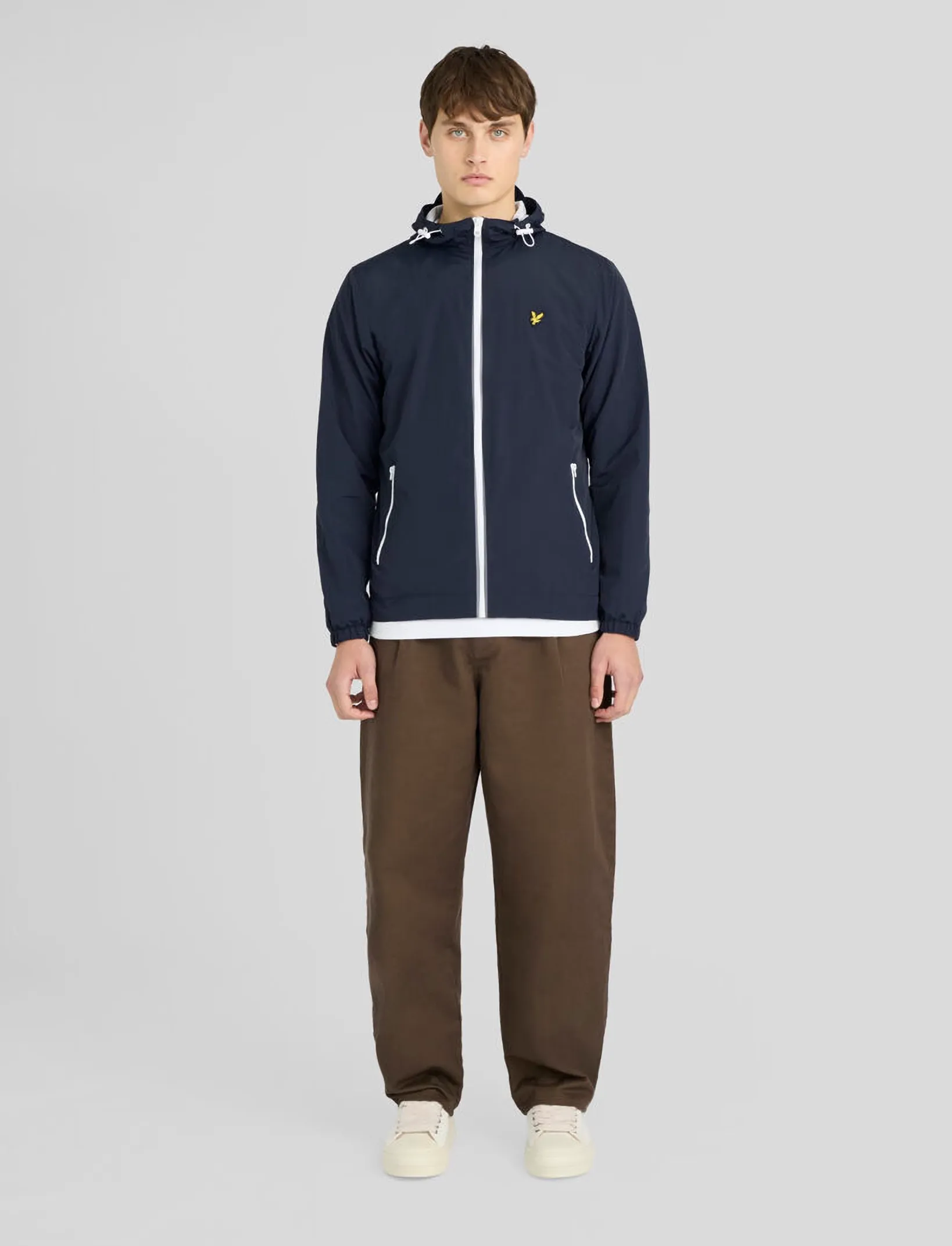 Lyle & Scott - Contrast Zip Through Hooded Jacket - höstjackor - dark navy/white - 4