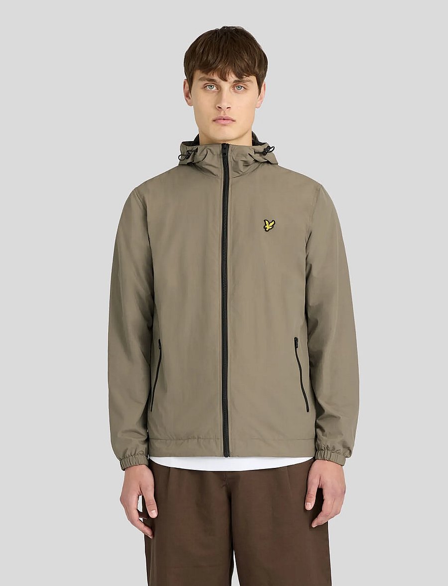 Lyle & Scott - Contrast Zip Through Hooded Jacket - syystakit - khaki ash/jet black - 0