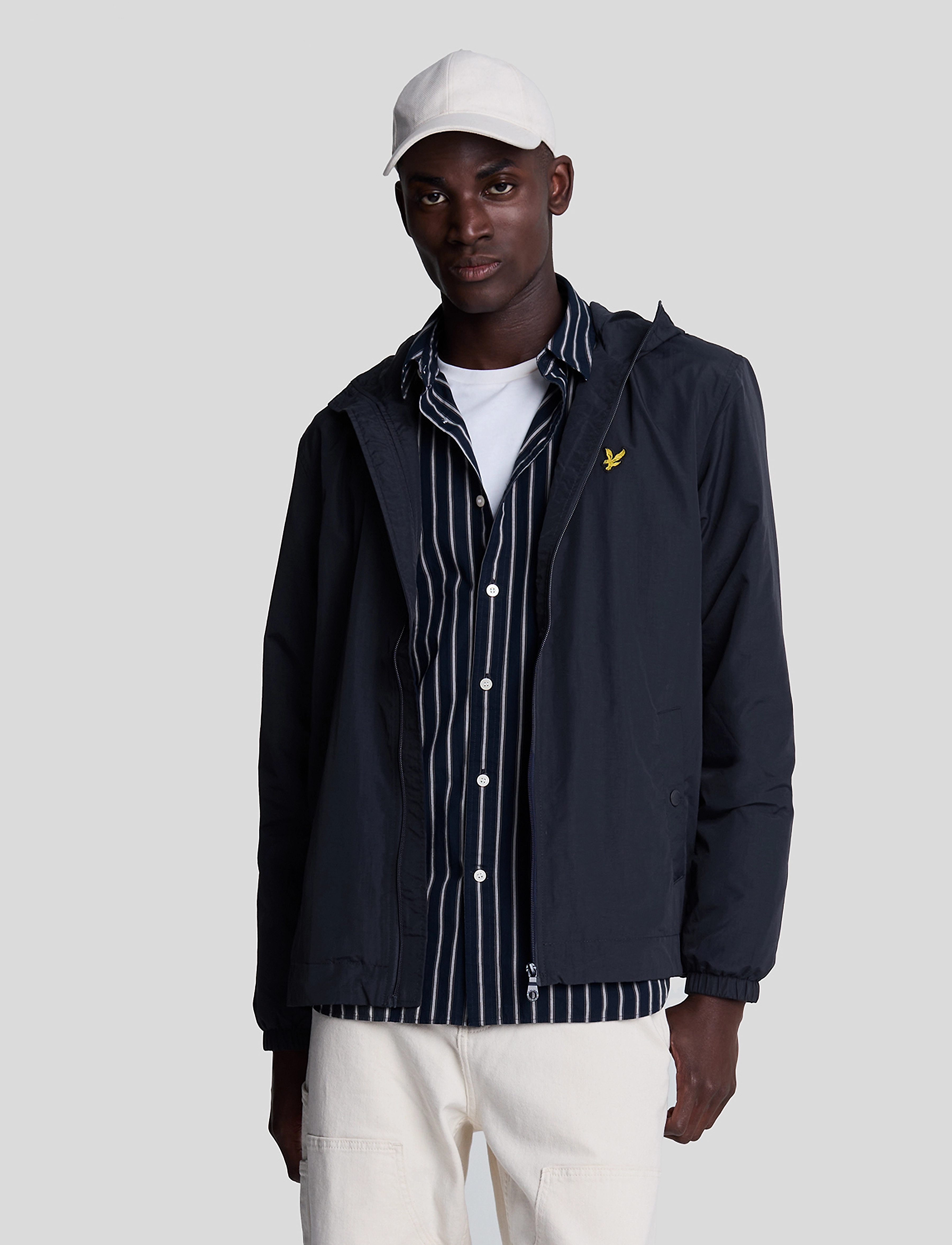 Lyle & Scott Zip Through Hooded Jacket, L, Jackets, Marineblau - Light Männerswear