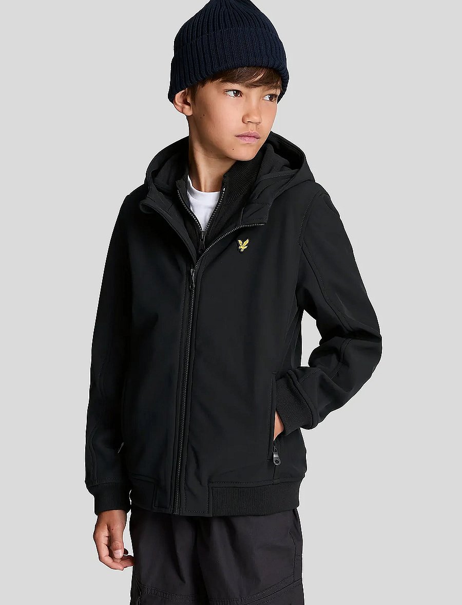 Lyle & Scott - SoftShell Hooded Jacket - huvtröjor - jet black - 0