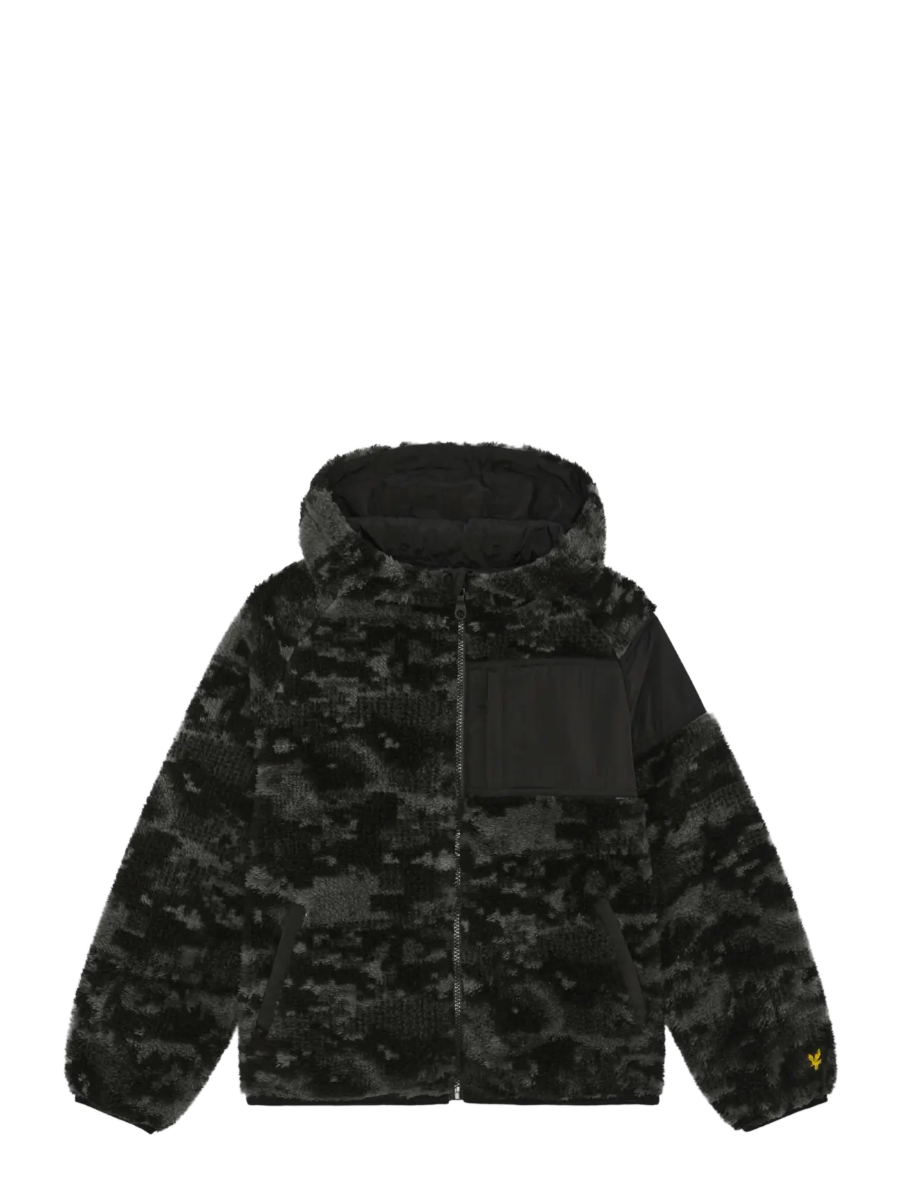 Lyle & Scott Pixelated Print Reversible Fleece Jacket, 128-134, Oberbekleidung, Schwarz - Jackets, Kinder