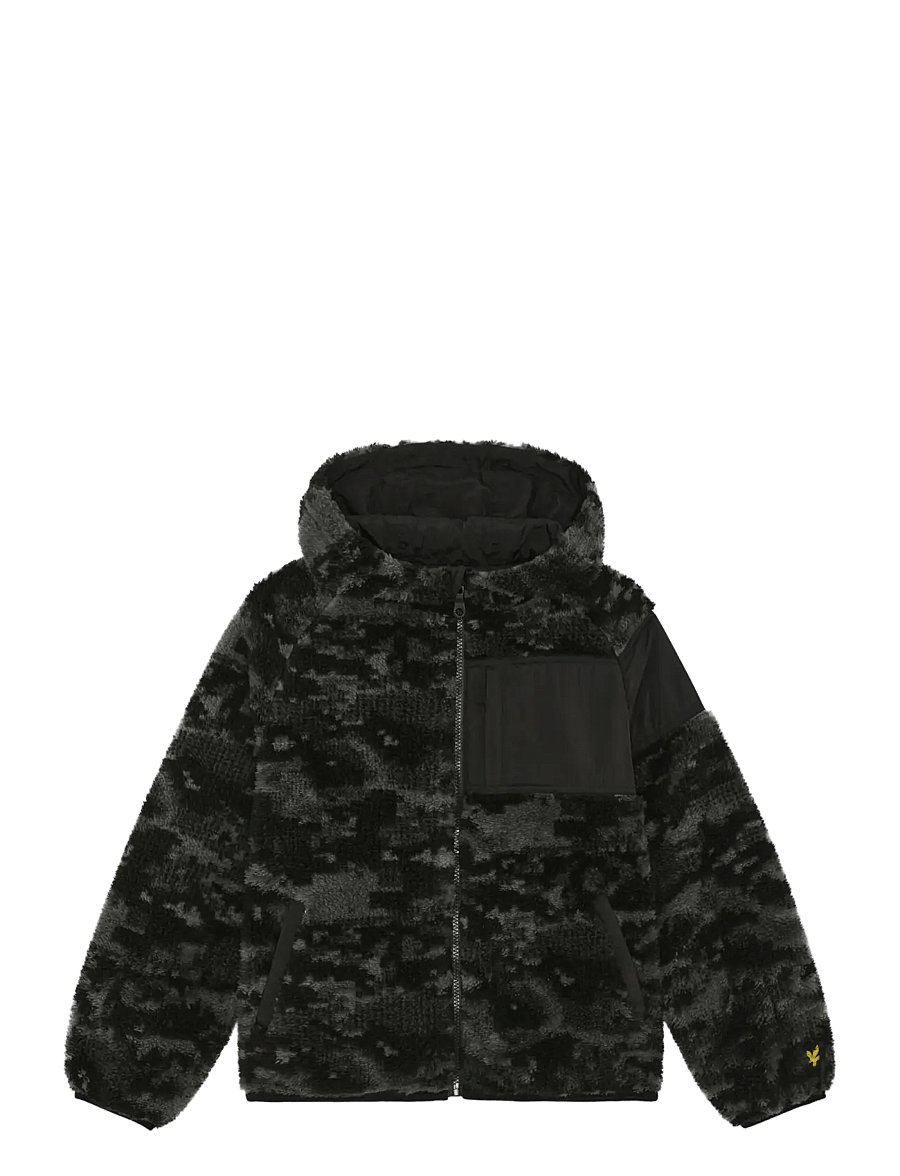 Lyle & Scott - Pixelated Print Reversible Fleece Jacket - jet black - 0