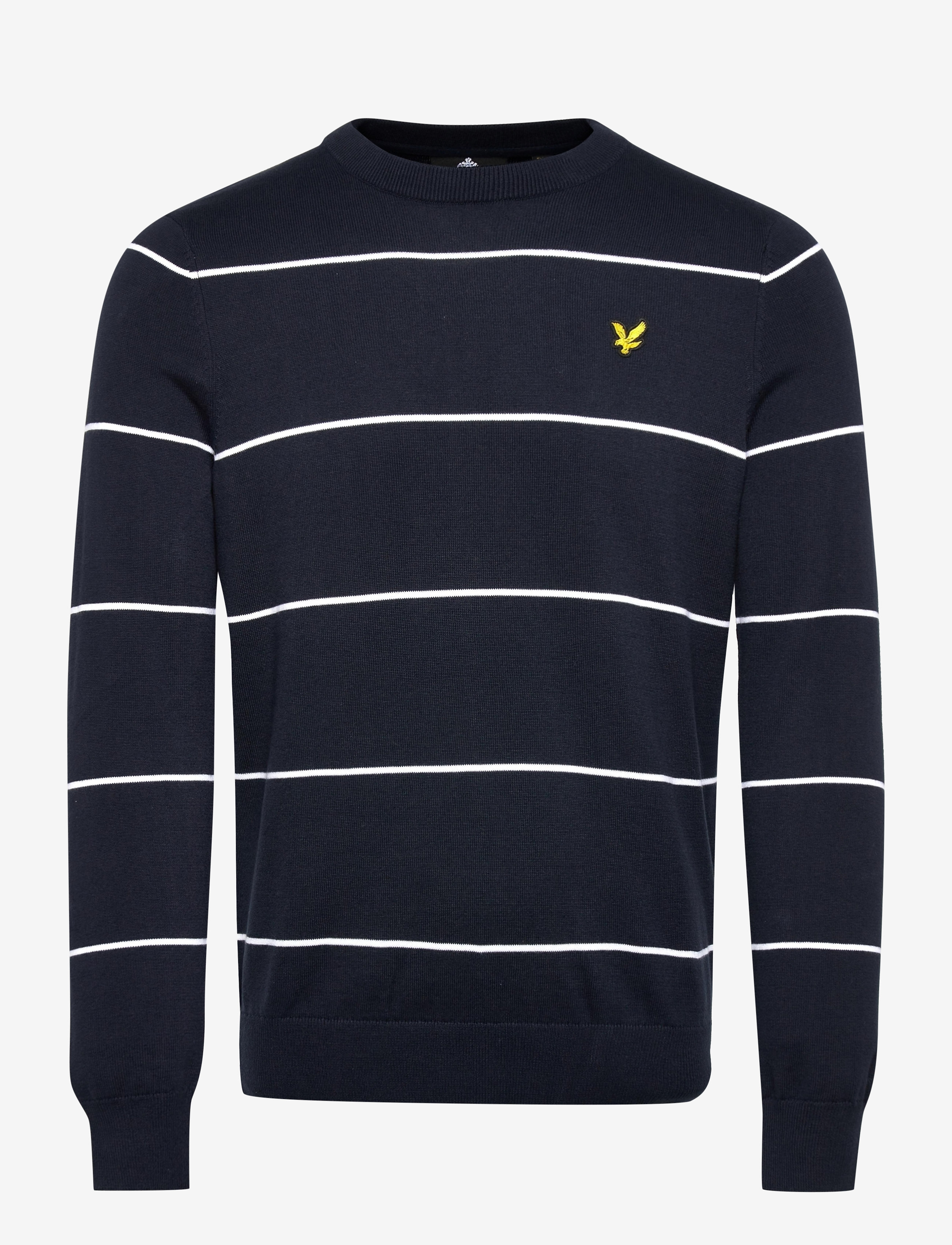 Lyle & Scott - Wide Stripe Knitted Crew Neck Jumper - dark navy - 0