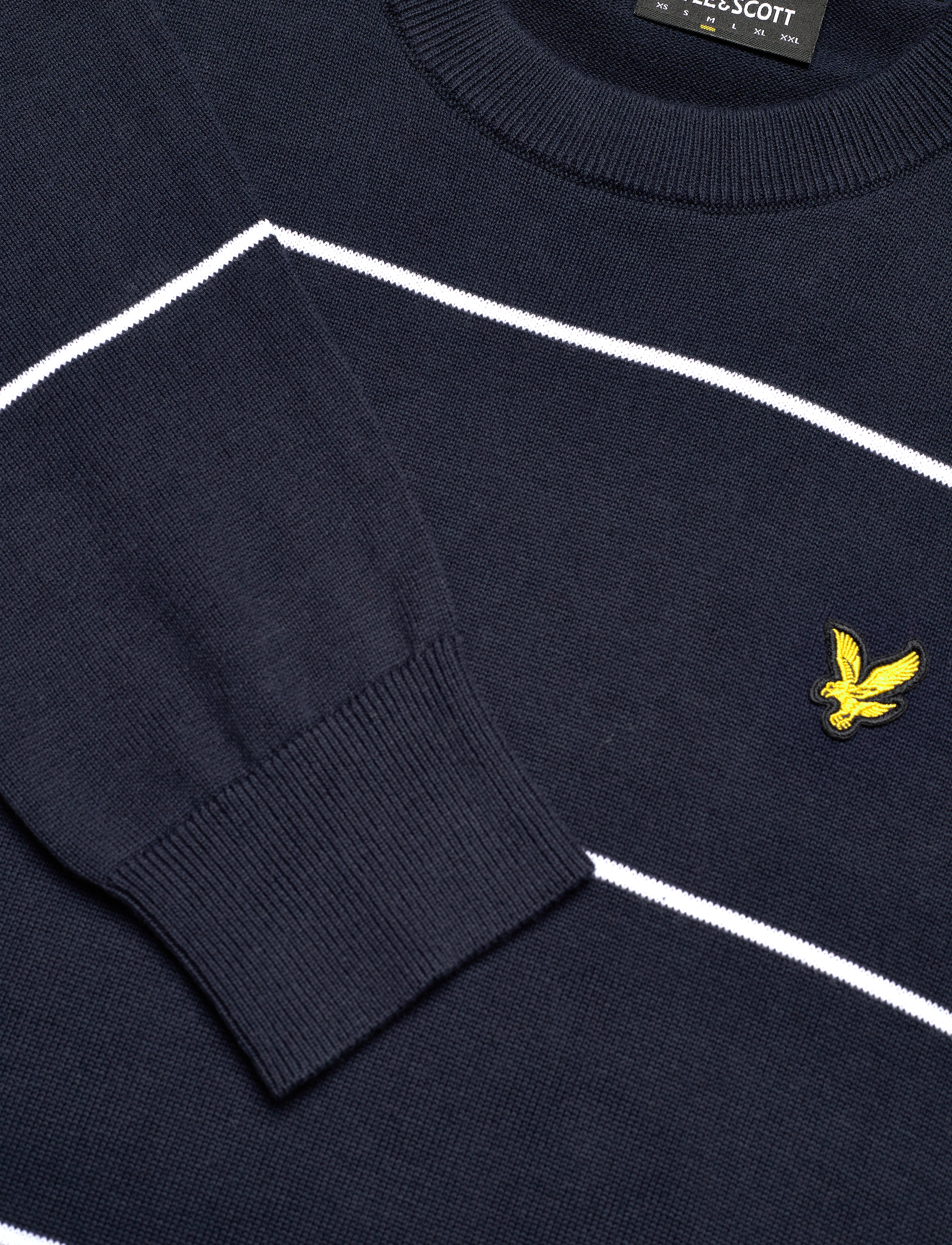 Lyle & Scott - Wide Stripe Knitted Crew Neck Jumper - dark navy - 2